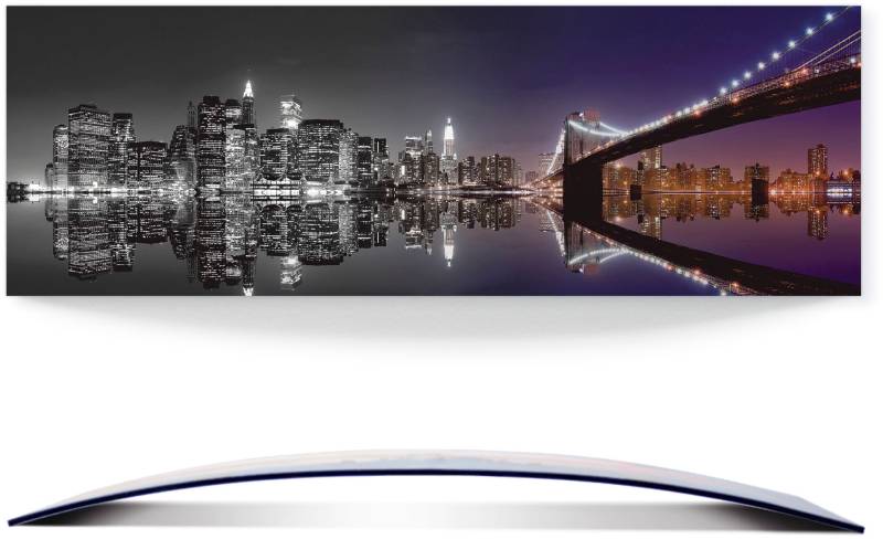 Artland Wandbild »New York Skyline nächtliche Reflektion«, Amerika, (1 St.), 3D Optik gebogen von Artland