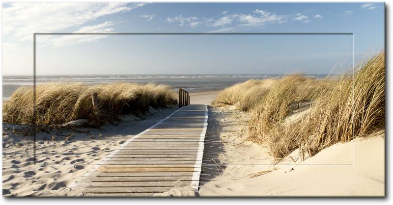 Artland Wandbild »Nordseestrand auf Langeoog - Steg«, Strand, (1 St.), 3D Optik gebogen von Artland