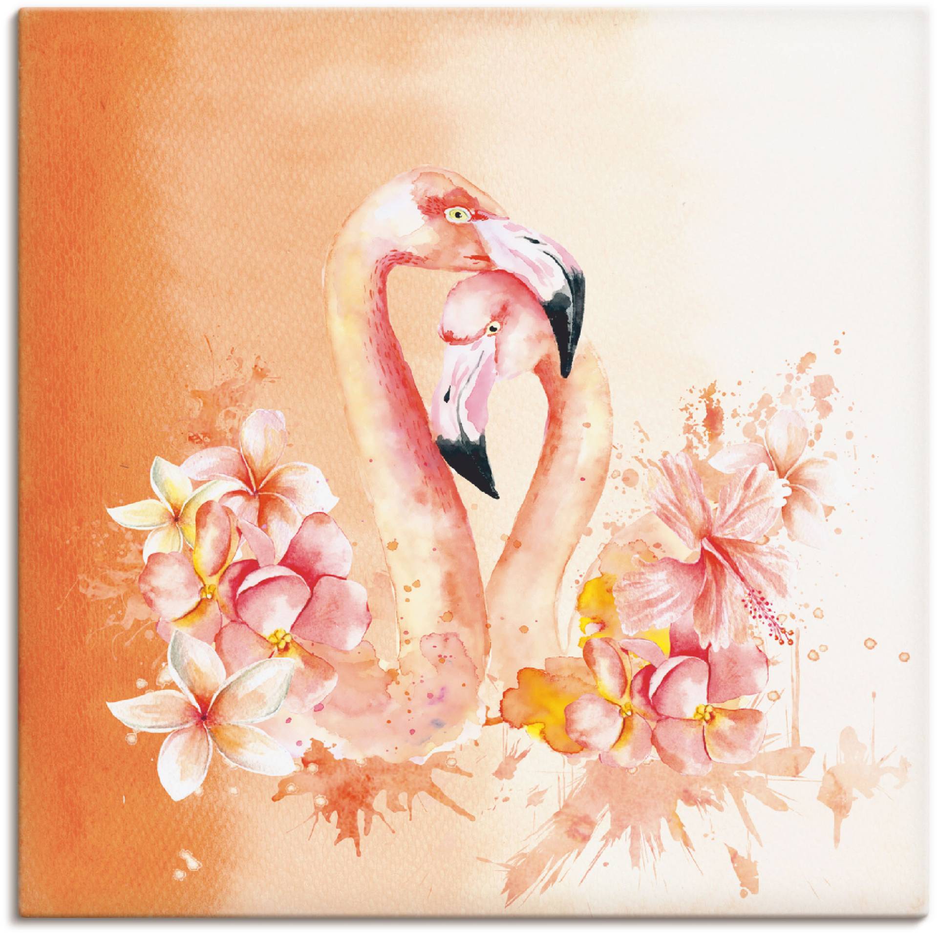 Artland Wandbild »Orange Flamingo in Love- Illustration«, Vögel, (1 St.) von Artland