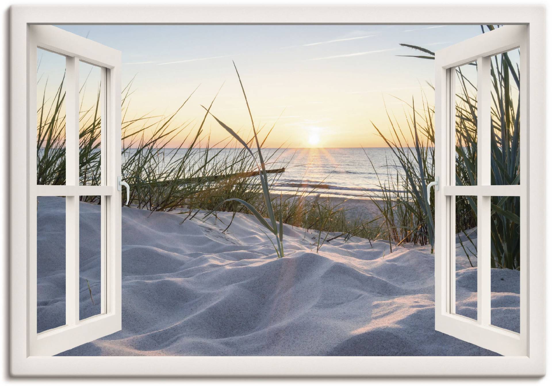 Artland Wandbild »Ostseestrand durchs Fenster«, Meer Bilder, (1 St.), als Alubild, Outdoorbild, Leinwandbild, Poster, Wandaufkleber von Artland