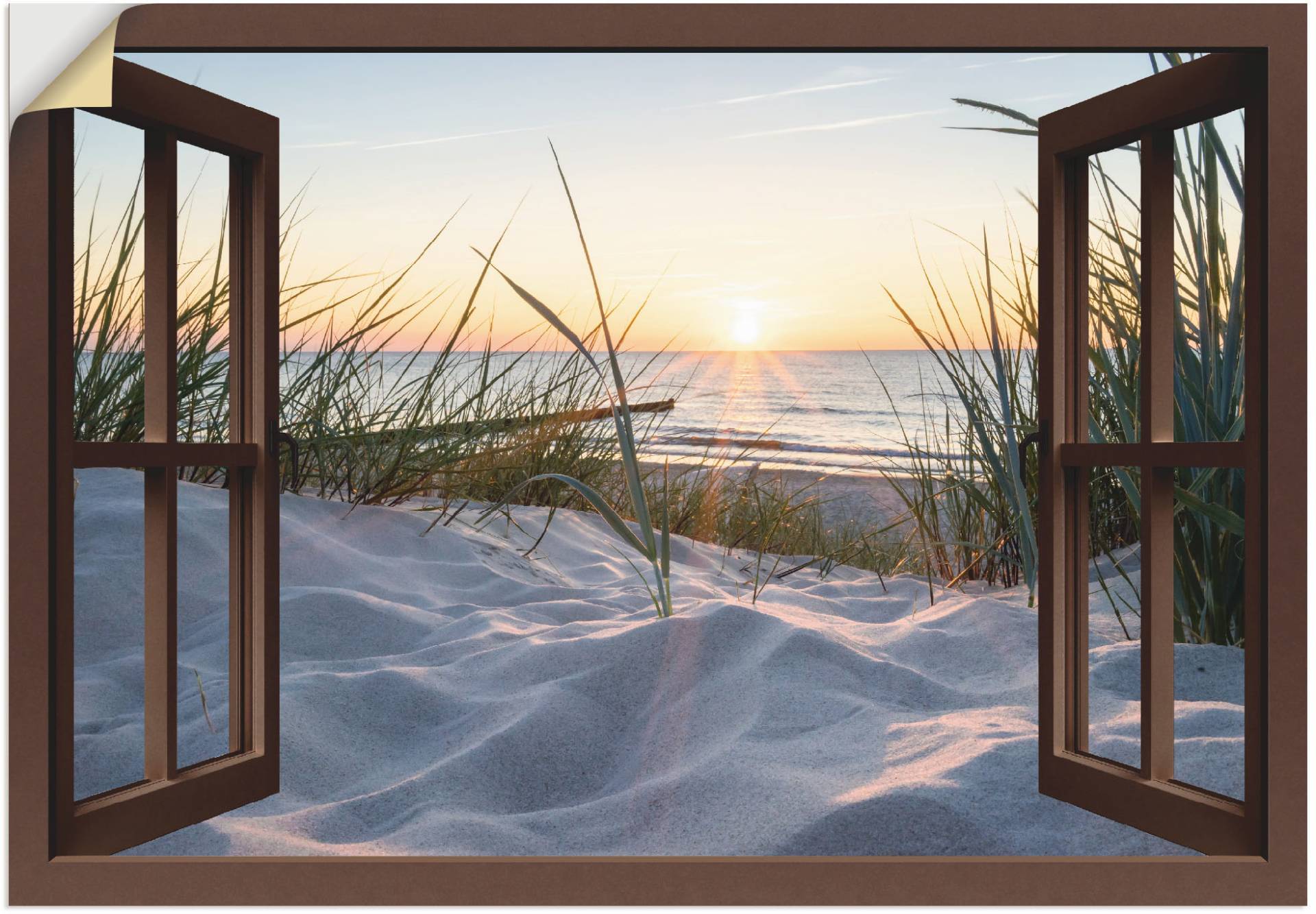 Artland Wandbild »Ostseestrand durchs Fenster«, Meer Bilder, (1 St.), als Alubild, Outdoorbild, Leinwandbild, Wandaufkleber, versch. Grössen von Artland