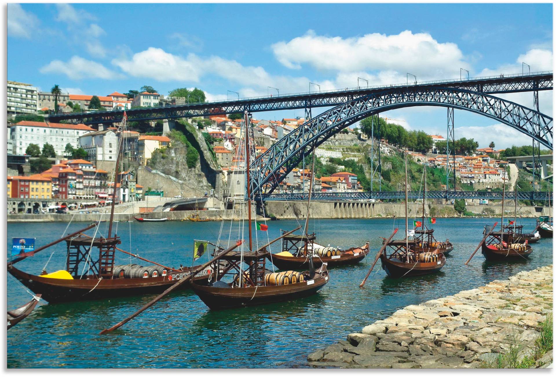 Artland Wandbild »Panorama Porto Eiffelbrücke und Douro«,Bilder von Booten & Schiffen (1Stück), in vielen Grössen & Produktarten - Alubild/Outdoorbild für den Aussenbereich, Leinwandbild, Poster, Wandaufkleber/ Wandtattoo auch für Badezimmer geeignet von Artland