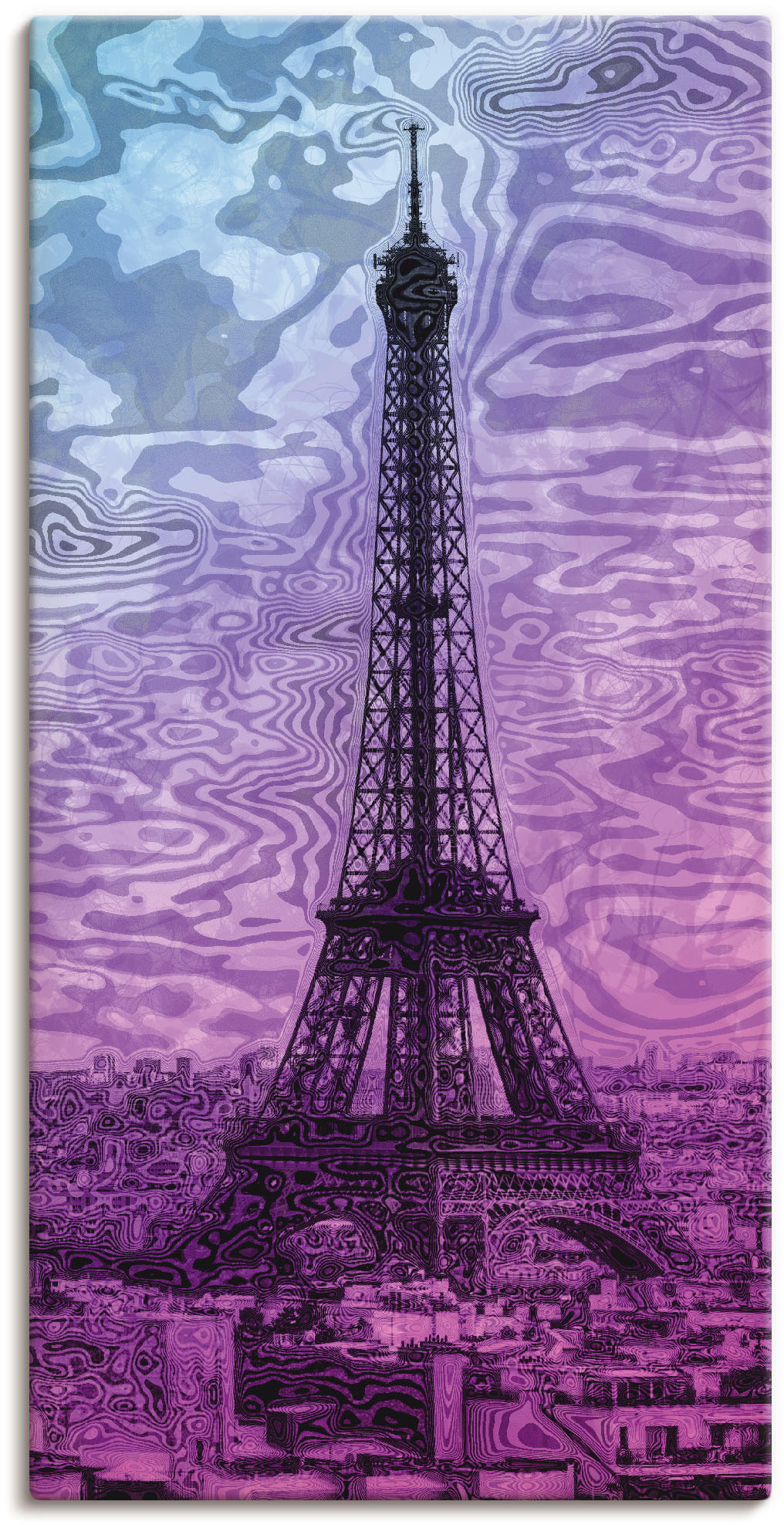Artland Wandbild »Paris Eiffelturm Lila/Blau«, Gebäude, (1 St.) von Artland