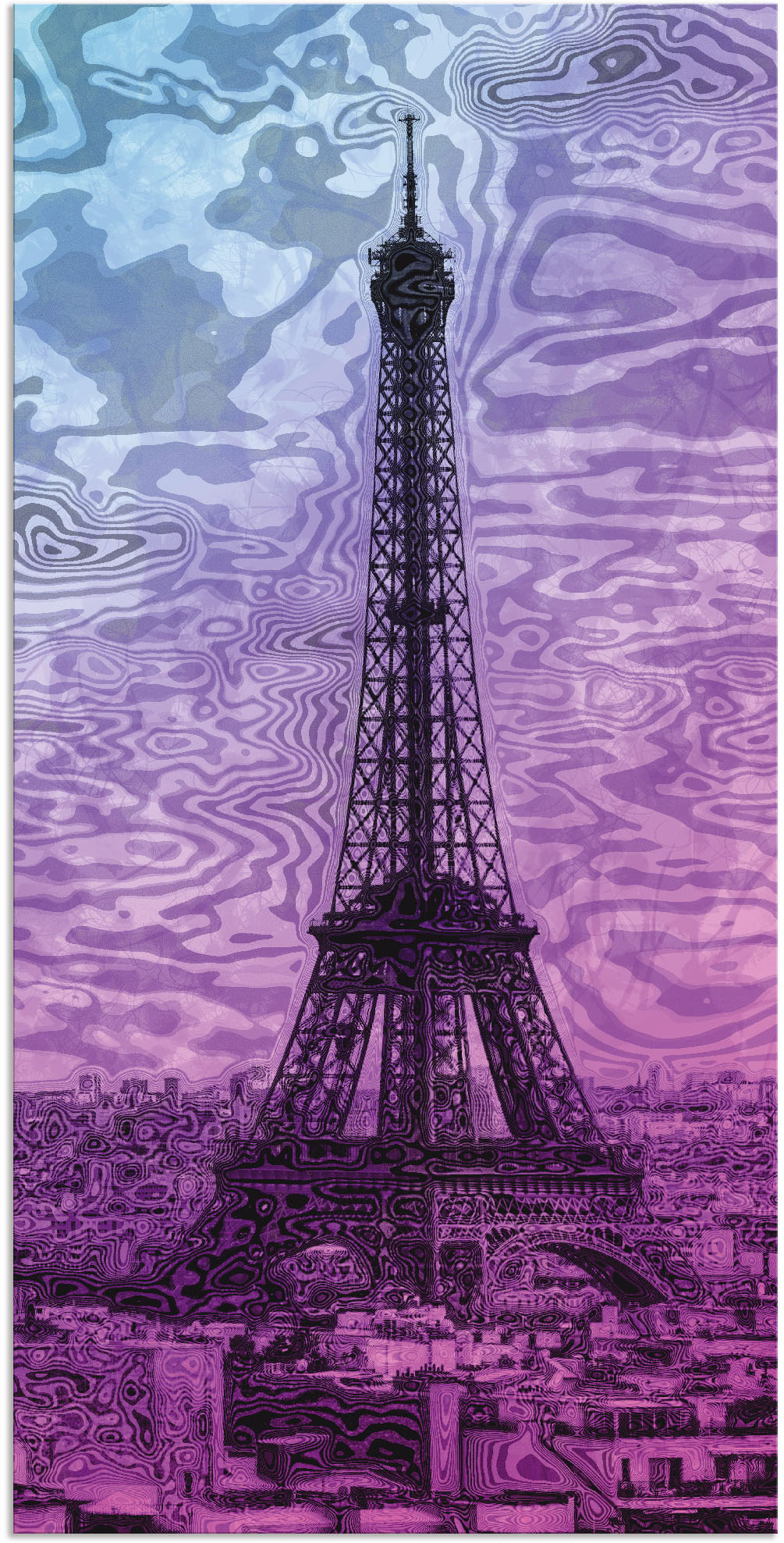 Artland Wandbild »Paris Eiffelturm Lila/Blau«, Gebäude, (1 St.) von Artland