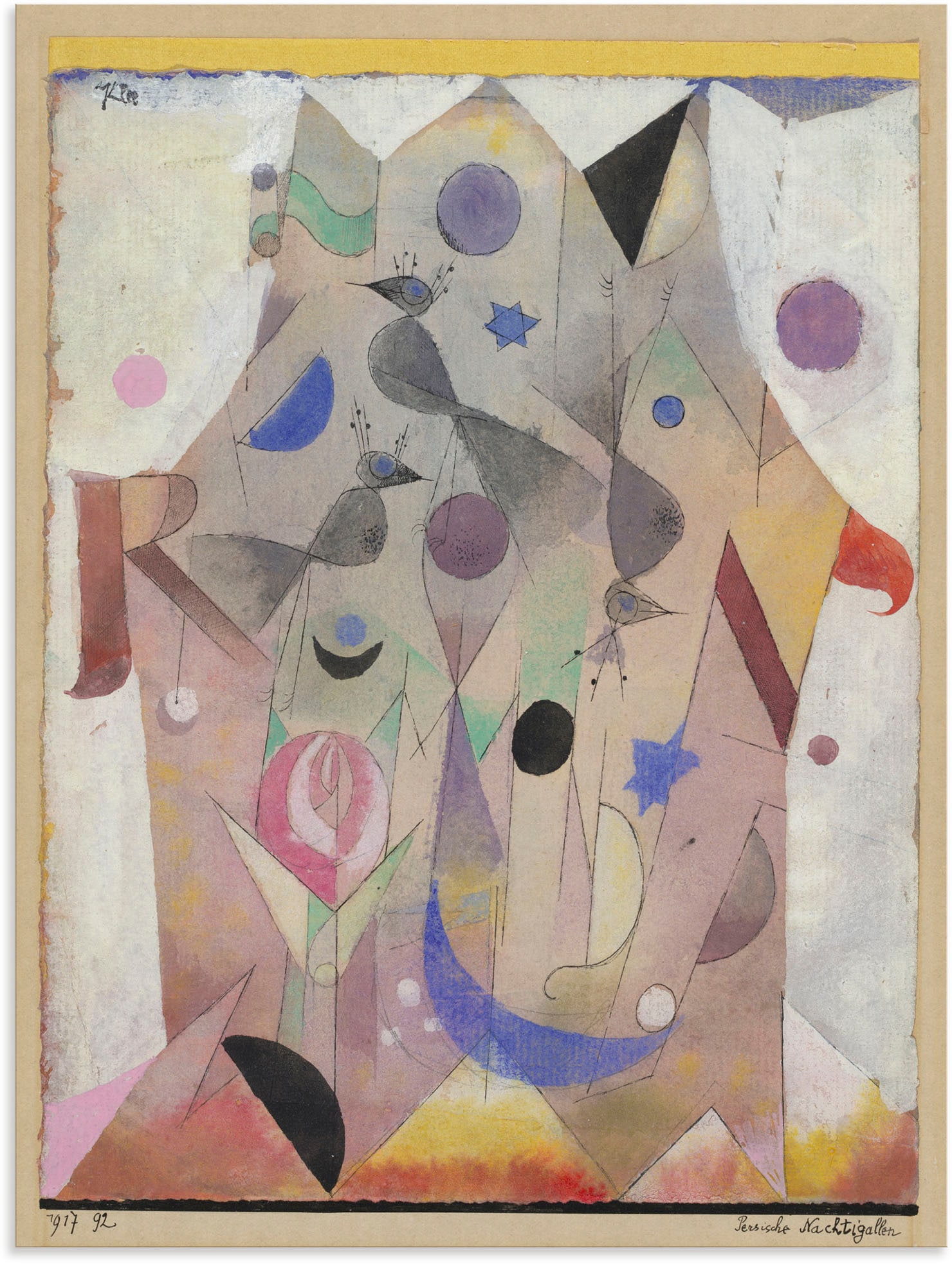 Artland Alu-Dibond-Druck »Persische Nachtigallen. 1917«, Muster, (1 St.), für Innen- und Aussenbereich geeignet, Outdoorbild von Artland