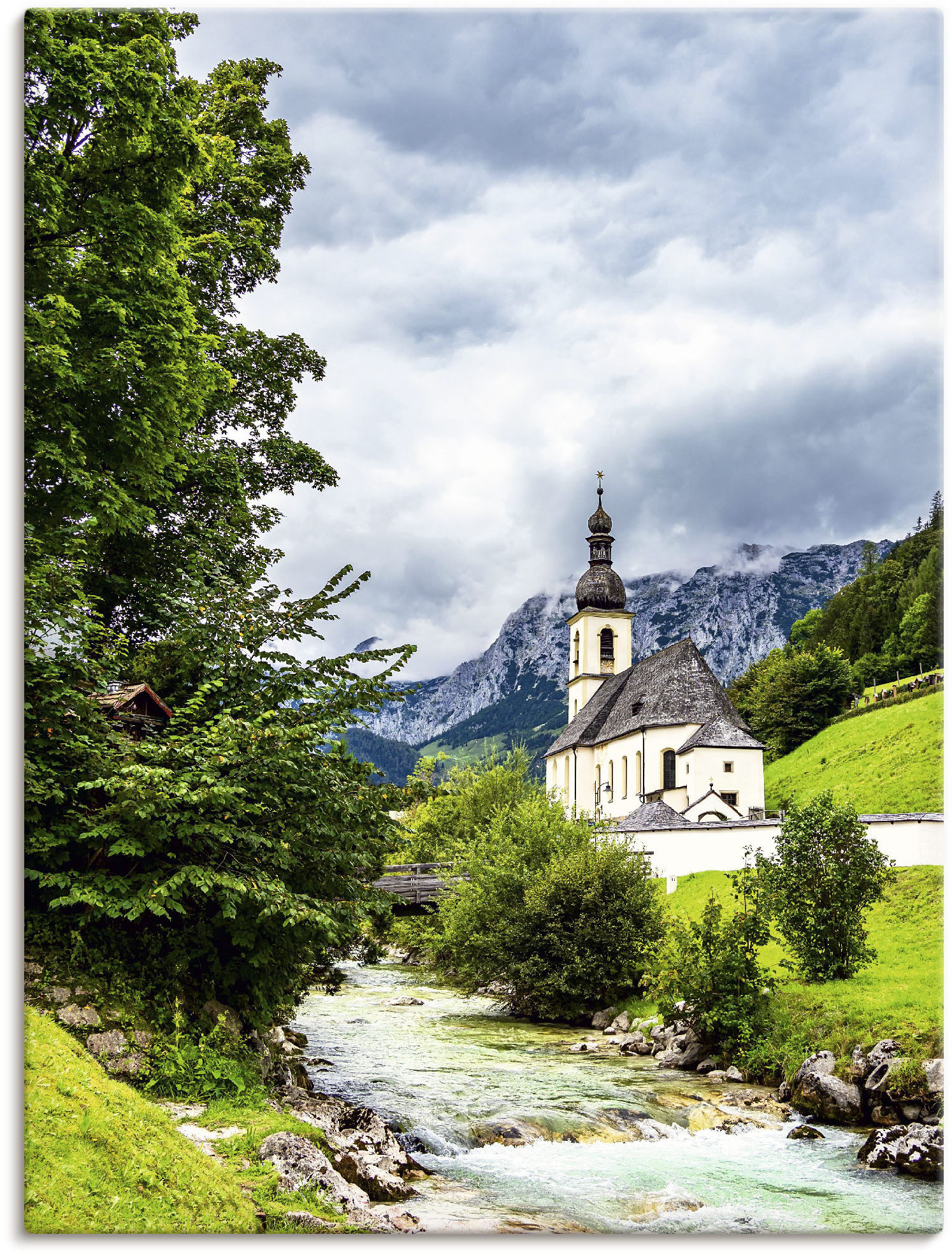 Artland Alu-Dibond-Druck »Pfarrkirche St. Sebastian Ramsau I«, Berge & Alpenbilder, (1 St.) von Artland