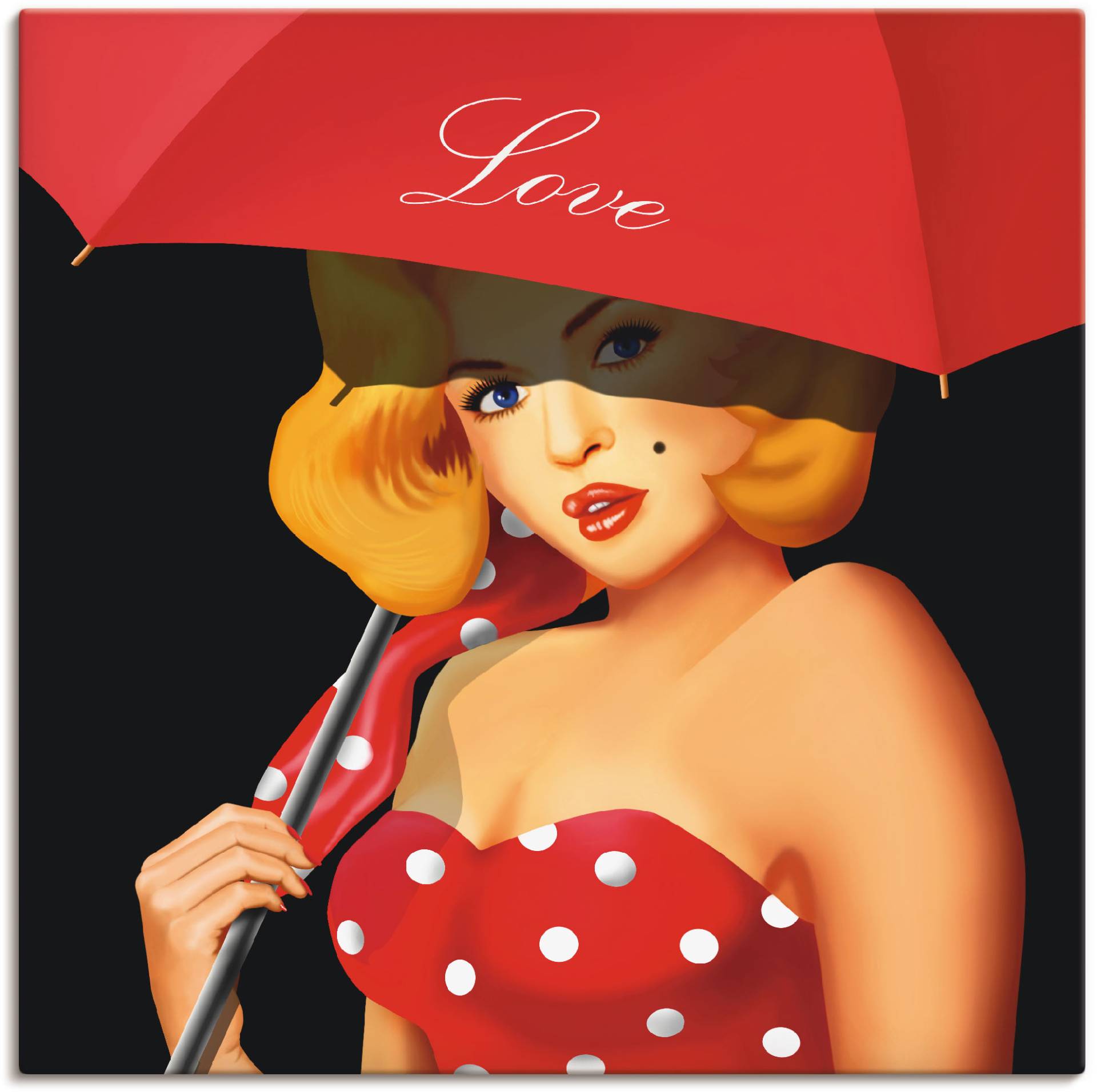 Artland Wandbild »Pin-Up Girl unter rotem Regenschirm«, Frau, (1 St.) von Artland