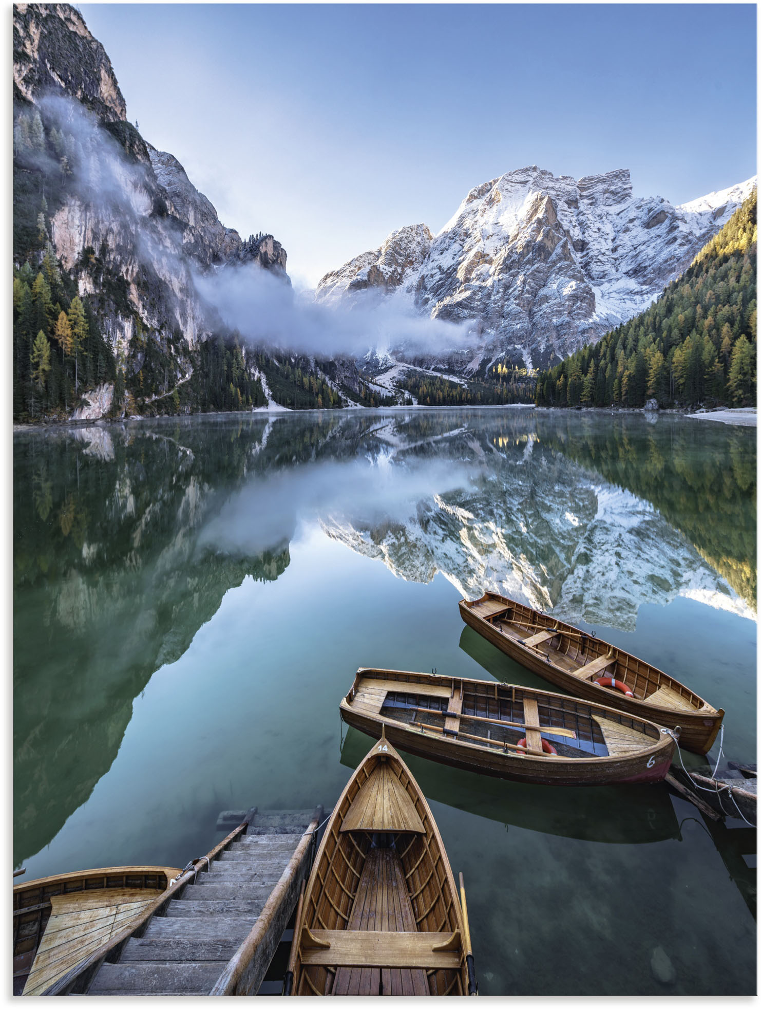 Artland Wandbild »Pragser Wildsee in Südtirol«, Bilder von Booten & Schiffen, (1 St.), als Alubild, Outdoorbild, Leinwandbild in verschied. Grössen von Artland