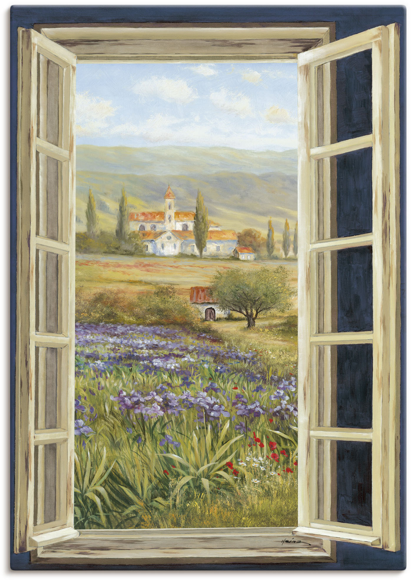 Artland Wandbild »Provence Fensterblick«, Bilder von Europa, (1 St.), als Alubild, Outdoorbild, Leinwandbild, Poster in verschied. Grössen von Artland