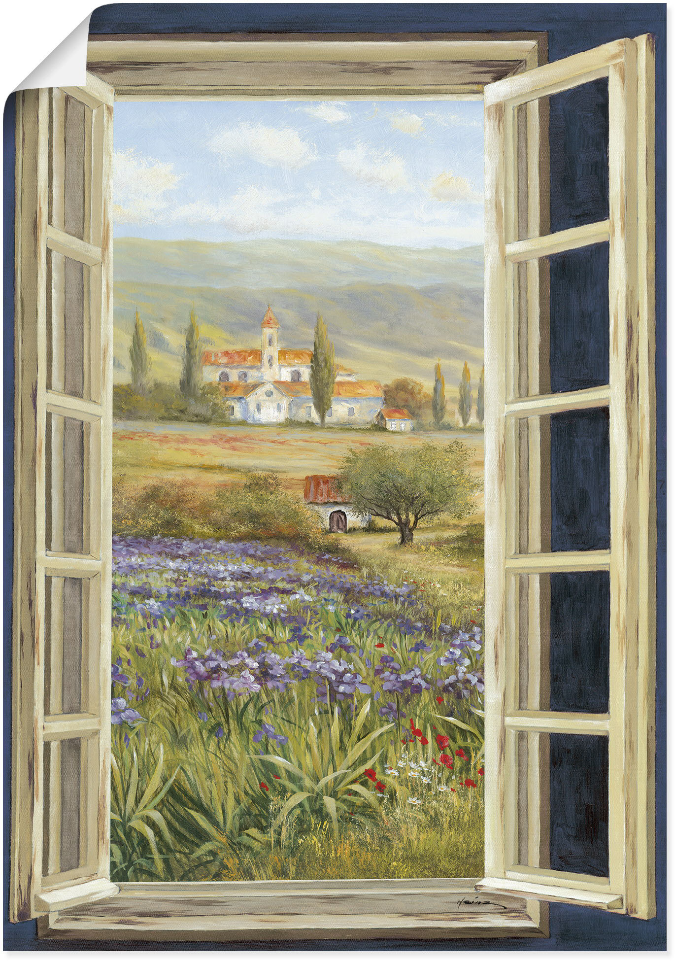 Artland Wandbild »Provence Fensterblick«, Bilder von Europa, (1 St.), als Alubild, Outdoorbild, Leinwandbild, Poster in verschied. Grössen von Artland