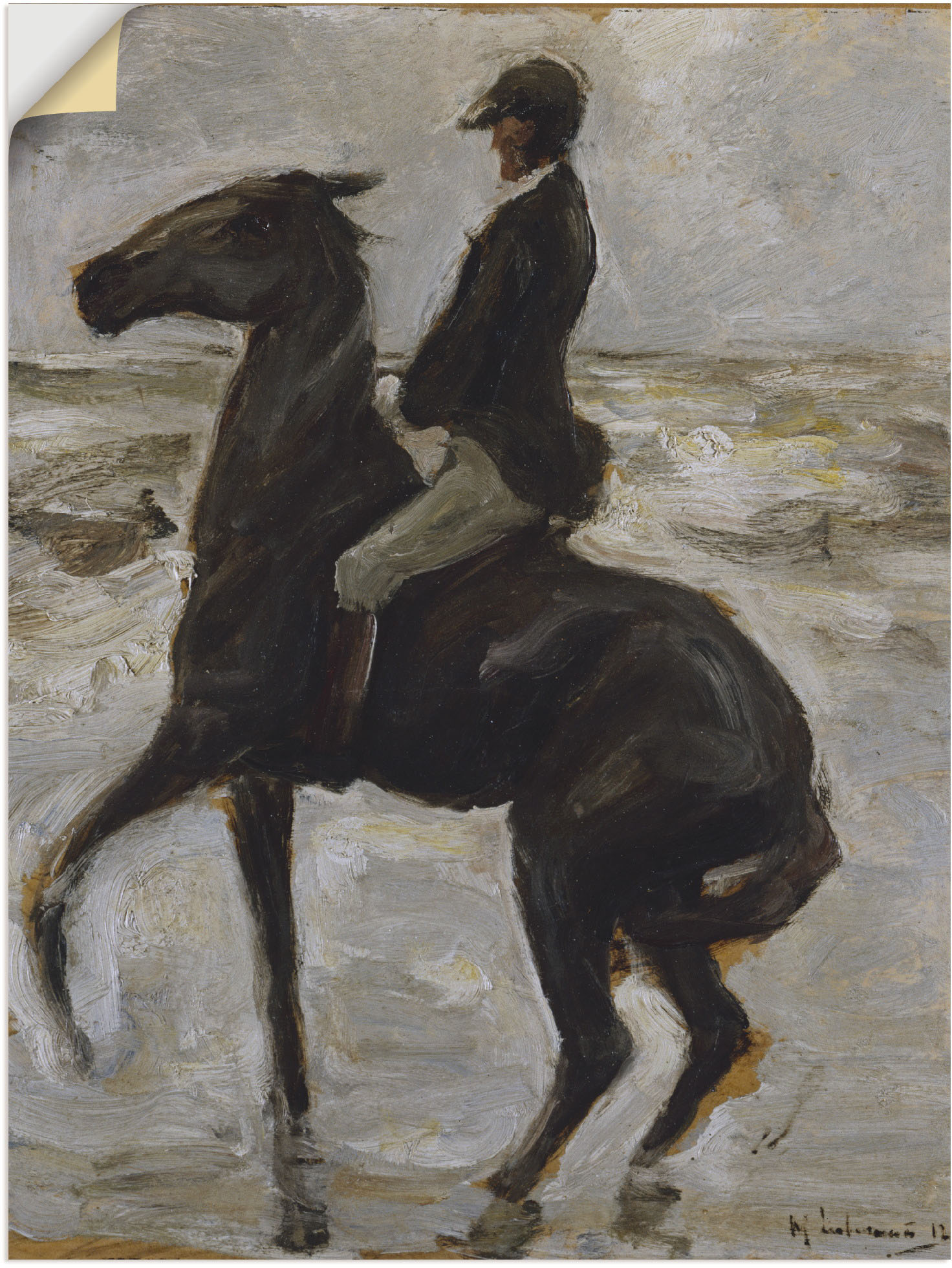 Artland Wandbild »Reiter, nach links, am Strand. 1912«, Pferde, (1 St.), als Leinwandbild, Wandaufkleber oder Poster in versch. Grössen von Artland