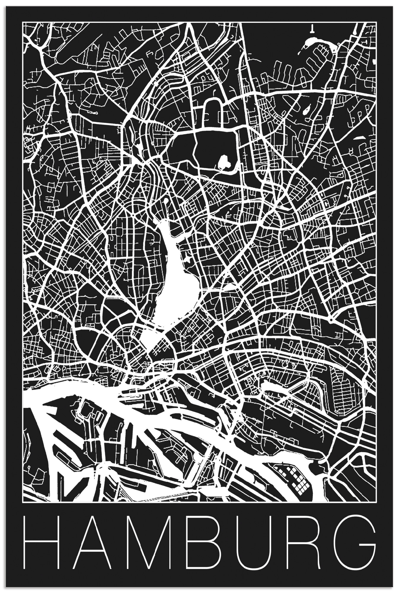Artland Wandbild »Retro Karte Hamburg Deutschland Schwarz«, Deutschland, (1 St.), als Alubild, Outdoorbild, Leinwandbild, Poster in verschied. Grössen Artland Wandbild »Retro Karte Hamburg Deutschland Schwarz«, Deutschland, (1 St.), als Alubild, Outdoorbild, Leinwandbild, Poster in verschied. Grössen von Artland