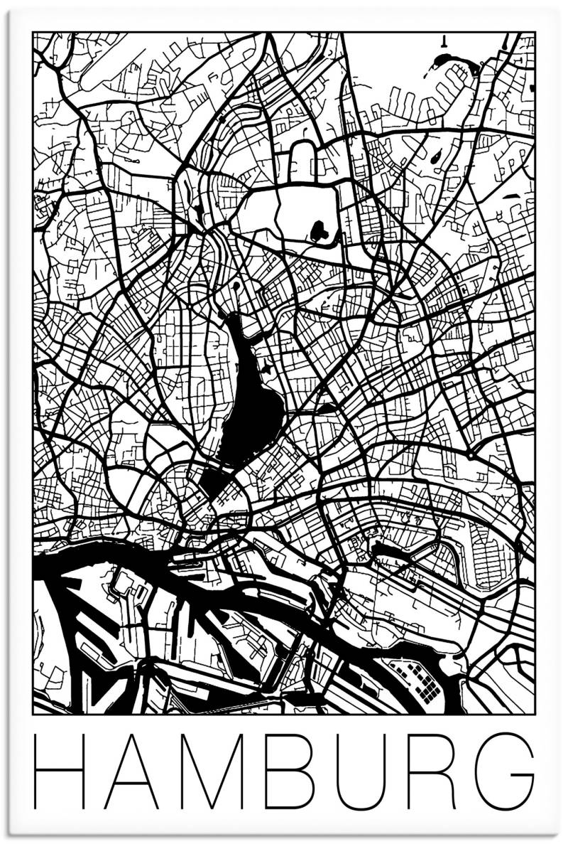 Artland Wandbild »Retro Karte Hamburg Deutschland«, Deutschland, (1 St.), als Leinwandbild, Poster in verschied. Grössen von Artland