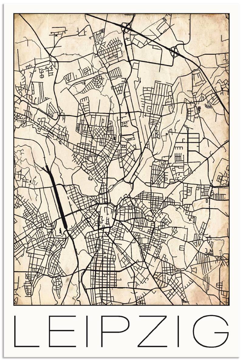 Artland Wandbild »Retro Karte Leipzig Deutschland Grunge«, Deutschland, (1 St.) von Artland