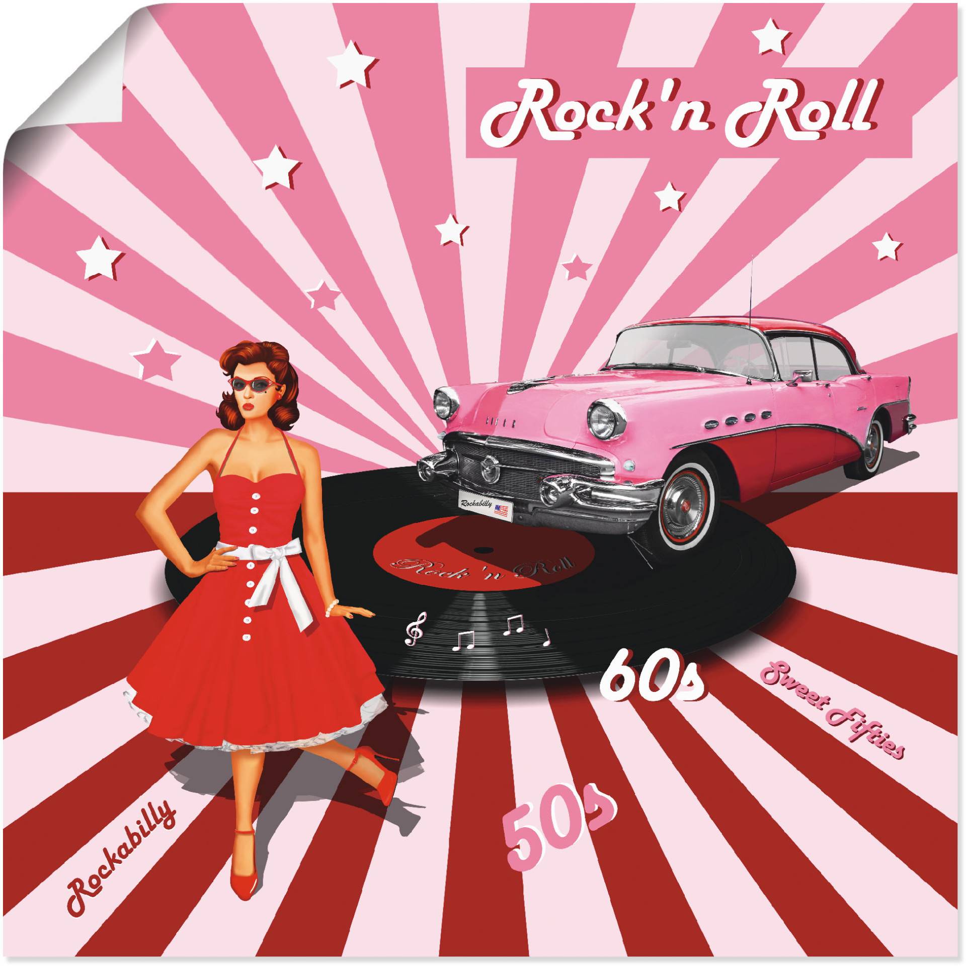 Artland Wandbild »Rock'n Roll die 50er Jahre«, Auto, (1 St.) von Artland