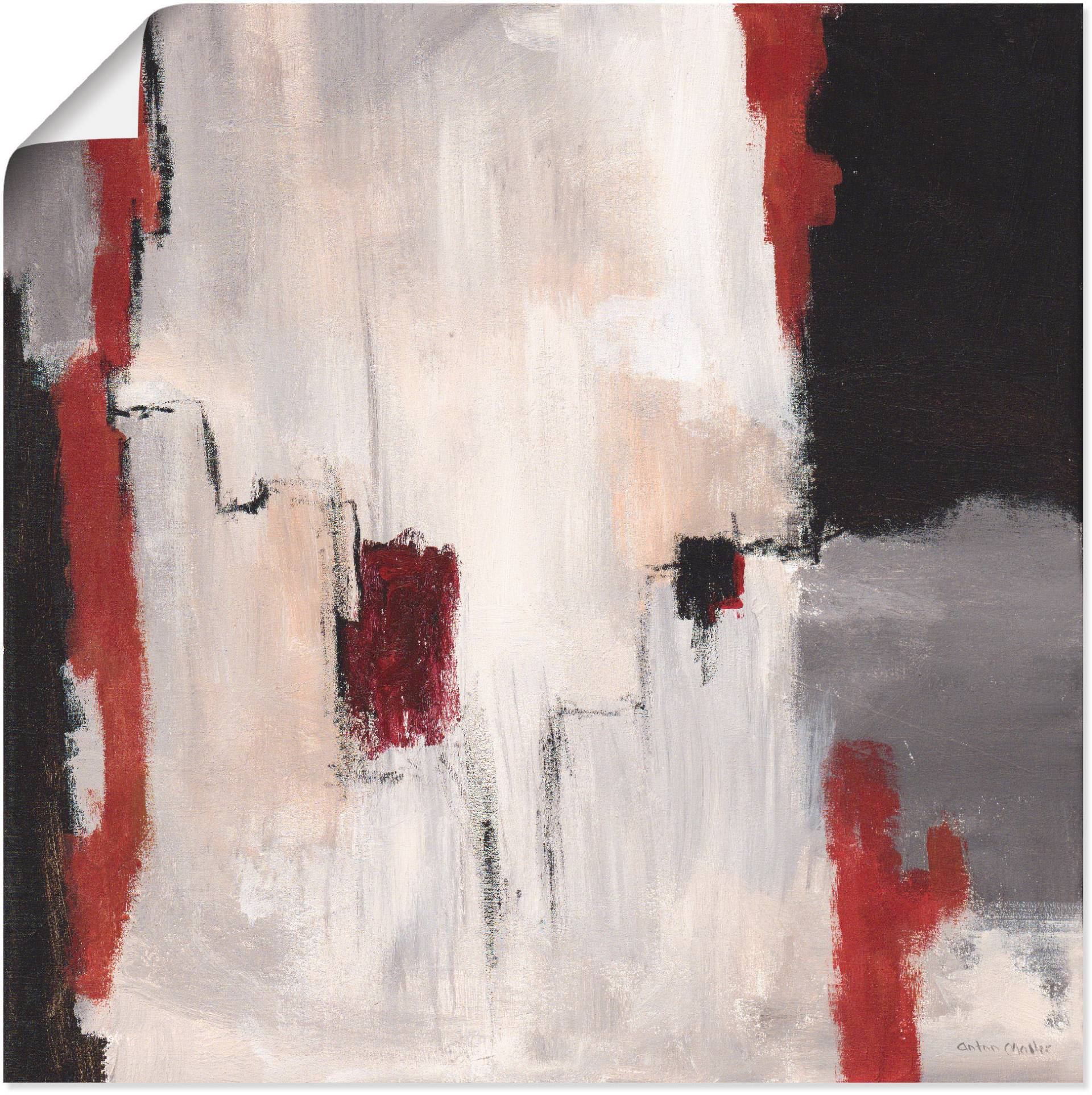 Artland Wandbild »Rot an Grau I - Abstrakt«, Gegenstandslos, (1 St.) von Artland