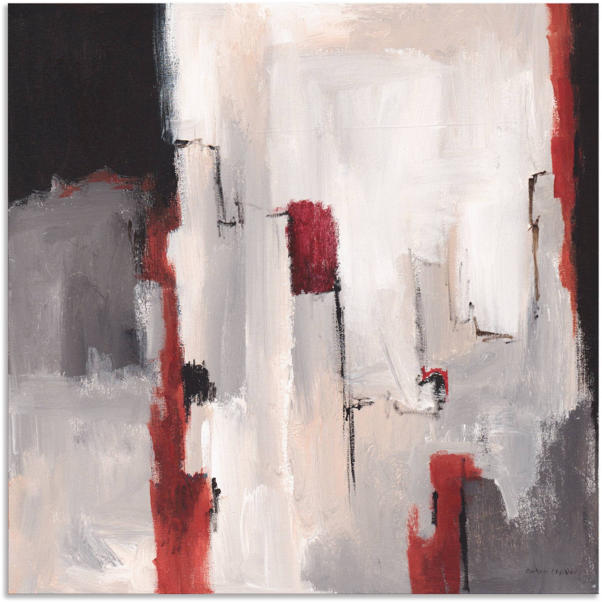 Artland Wandbild »Rot an Grau II«, Gegenstandslos, (1 St.), als Leinwandbild, Poster in verschied. Grössen von Artland