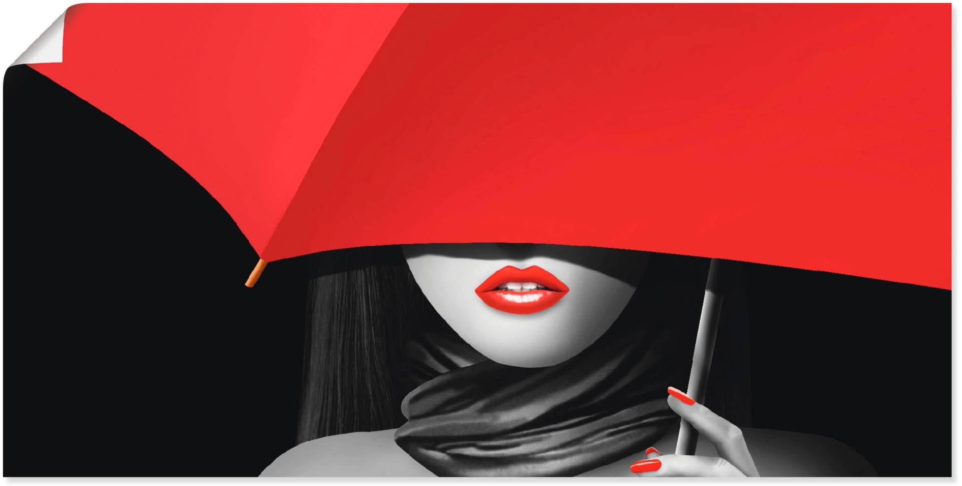 Artland Wandbild »Rote Lippen unter dem Regenschirm«, Frau, (1 St.), als Alubild, Outdoorbild, Poster, Wandaufkleber in verschied. Grössen Artland Wandbild »Rote Lippen unter dem Regenschirm«, Frau, (1 St.), als Alubild, Outdoorbild, Poster, Wandaufkleber in verschied. Grössen von Artland