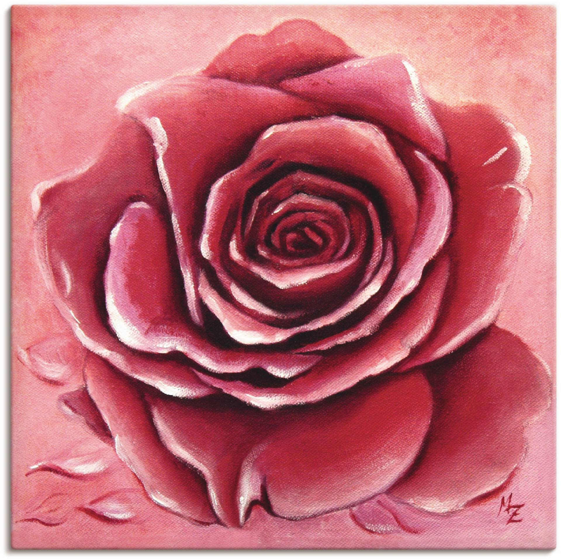 Artland Wandbild »Rote Rose handgemalt«, Blumen, (1 St.) von Artland