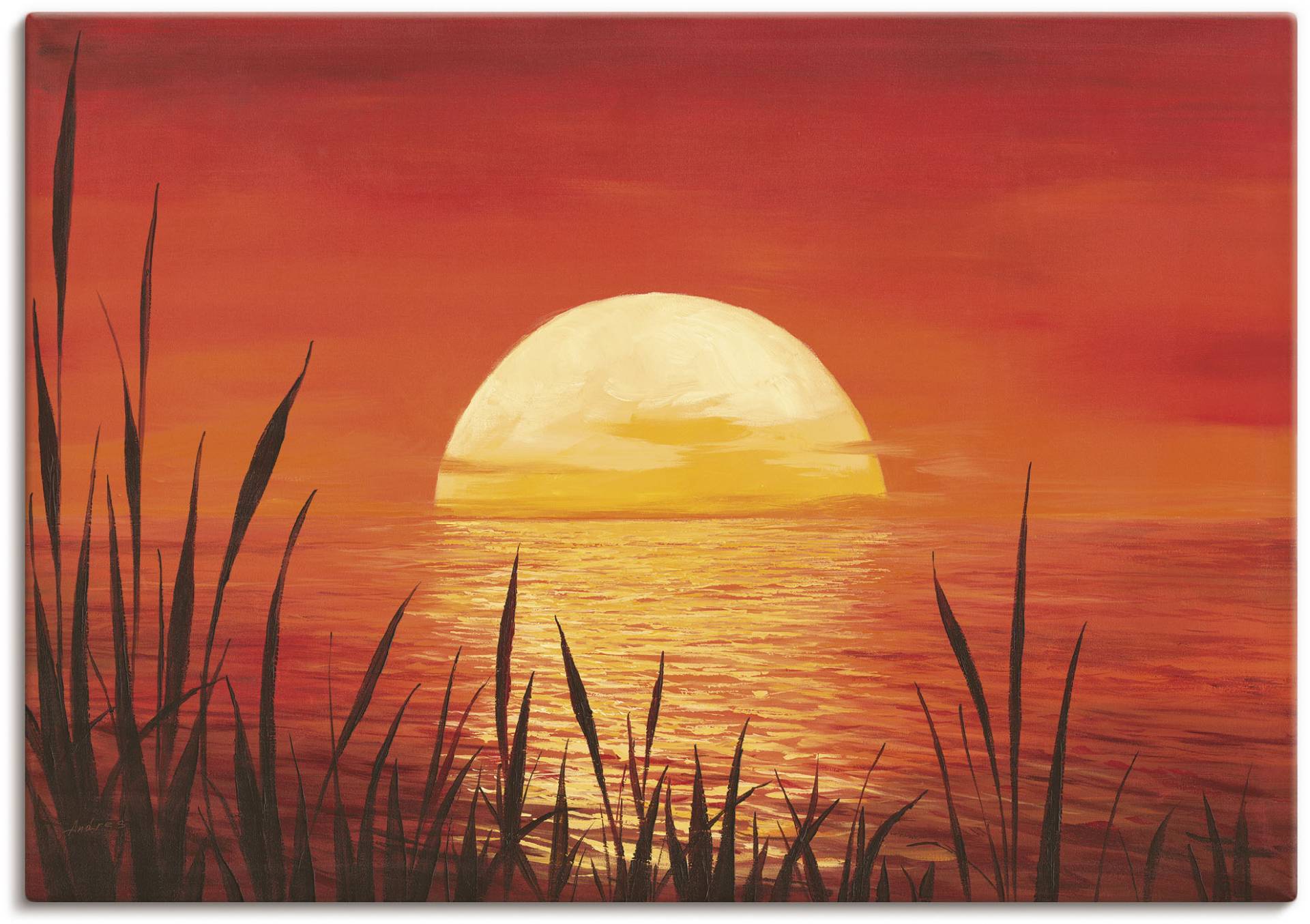 Artland Wandbild »Roter Sonnenuntergang am Ozean«, Bilder vom Sonnenuntergang & -aufgang (1 Stück), in vielen Grössen & Produktarten - Alubild / Outdoorbild, Leinwandbild, Poster, Wandaufkleber / Wandtattoo auch für Badezimmer geeignet von Artland