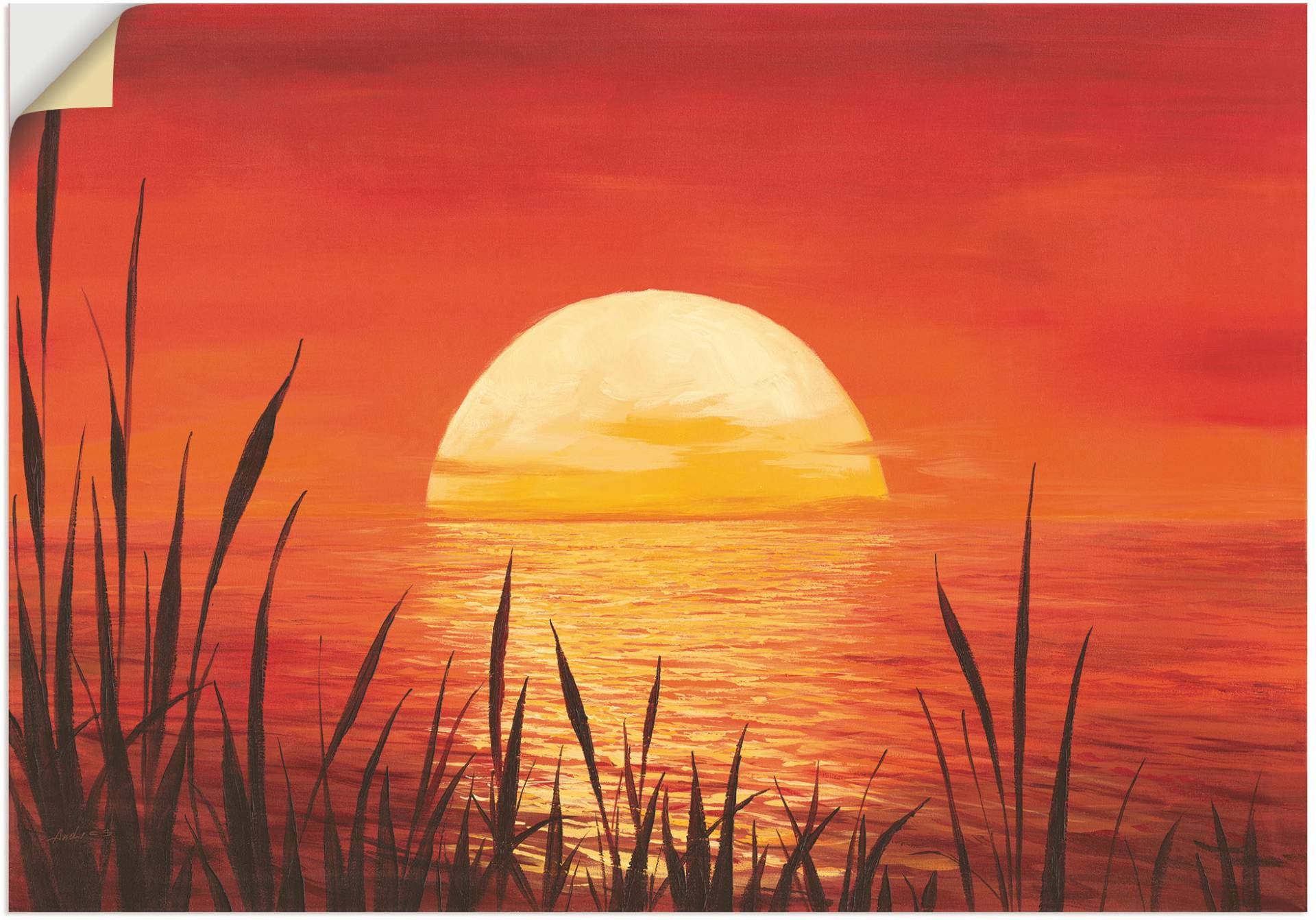 Artland Wandbild »Roter Sonnenuntergang am Ozean«, Bilder vom Sonnenuntergang & -aufgang (1 Stück), in vielen Grössen & Produktarten - Alubild / Outdoorbild, Leinwandbild, Poster, Wandaufkleber / Wandtattoo auch für Badezimmer geeignet von Artland