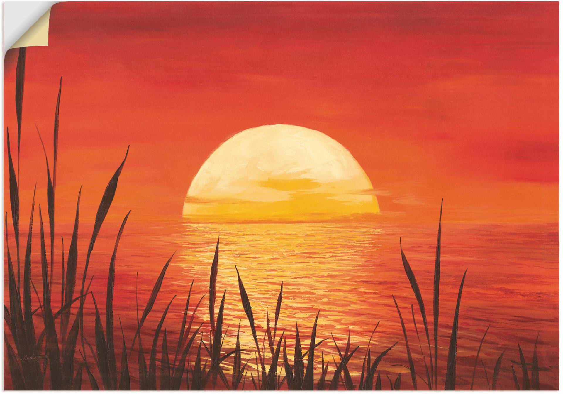 Artland Wandbild »Roter Sonnenuntergang am Ozean«, Bilder vom Sonnenuntergang & -aufgang (1 Stück), in vielen Grössen & Produktarten - Alubild / Outdoorbild, Leinwandbild, Poster, Wandaufkleber / Wandtattoo auch für Badezimmer geeignet von Artland