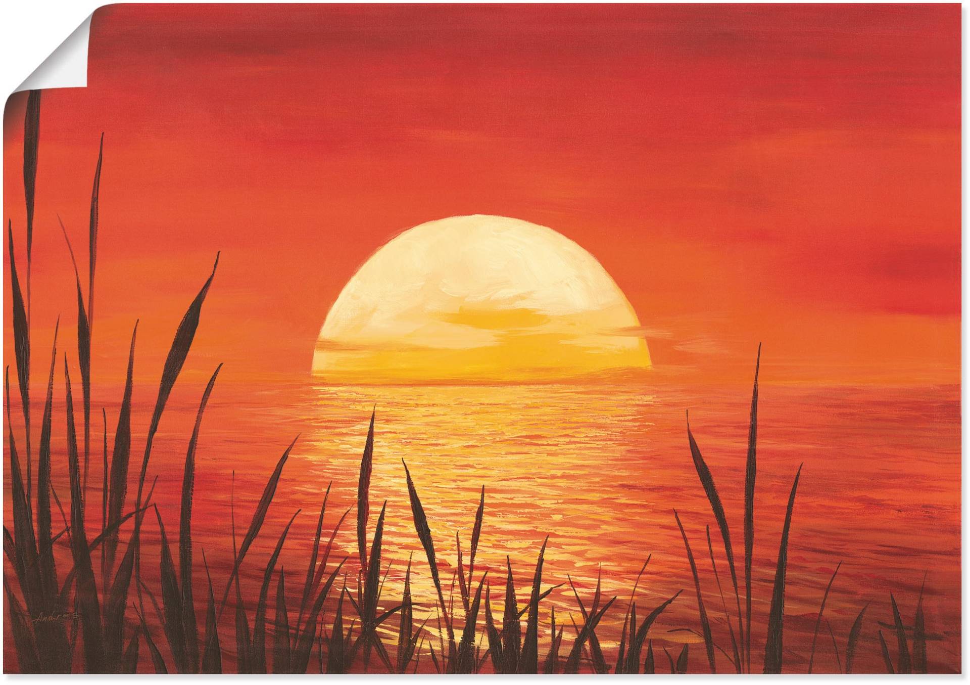 Artland Wandbild »Roter Sonnenuntergang am Ozean«, Bilder vom Sonnenuntergang & -aufgang (1 Stück), in vielen Grössen & Produktarten - Alubild / Outdoorbild, Leinwandbild, Poster, Wandaufkleber / Wandtattoo auch für Badezimmer geeignet von Artland