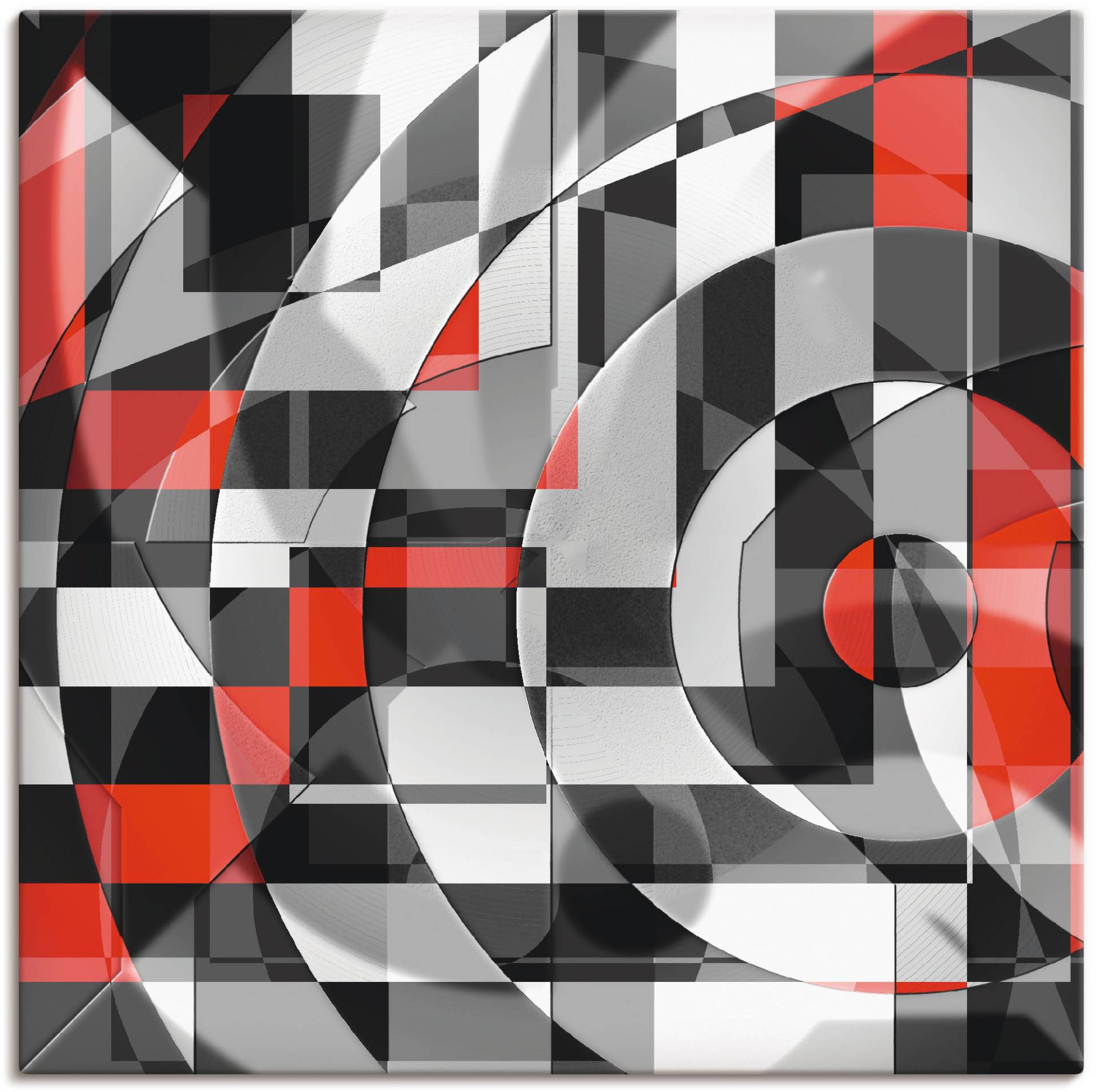 Artland Wandbild »Schwarz weiss trifft rot Version 1«, Muster, (1 St.) von Artland
