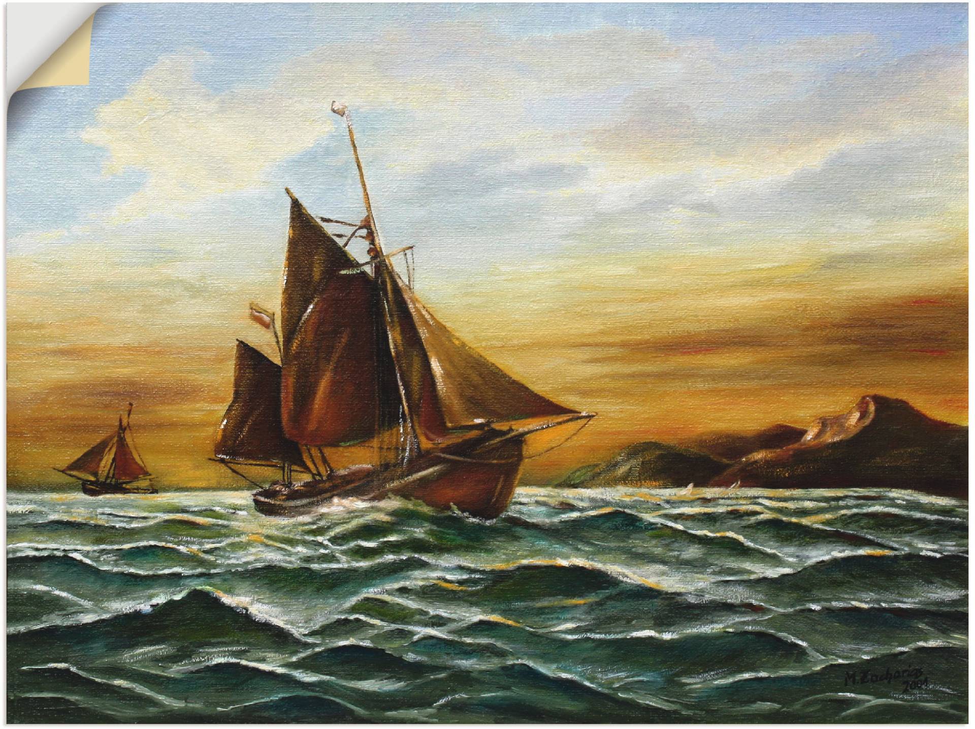 Artland Wandbild »Segelschiff auf See - maritime Malerei«, Boote & Schiffe, (1 St.) von Artland