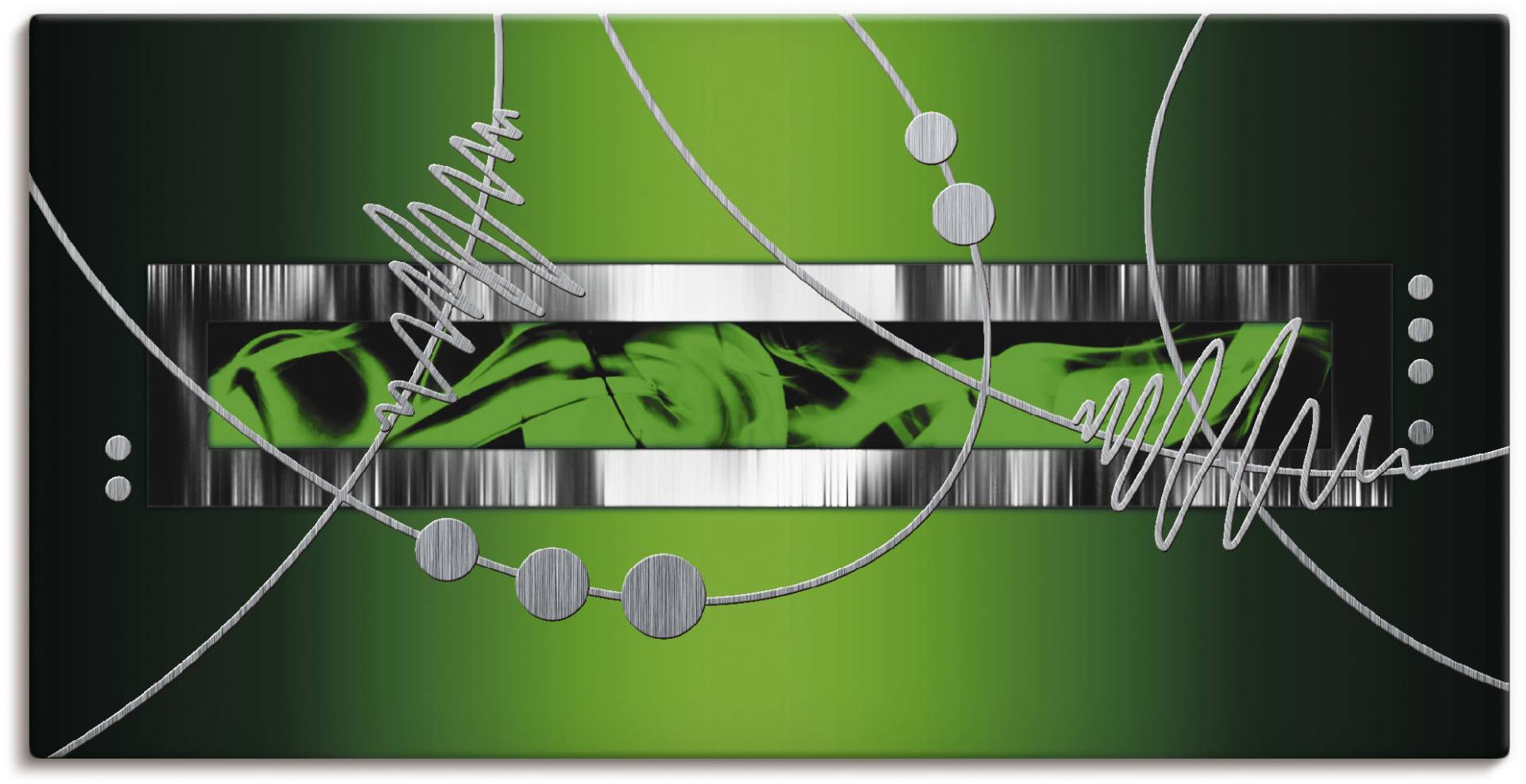 Artland Leinwandbild »Silber abstrakt auf Grün«, Gegenstandslos, (1 St.), auf Keilrahmen gespannt von Artland