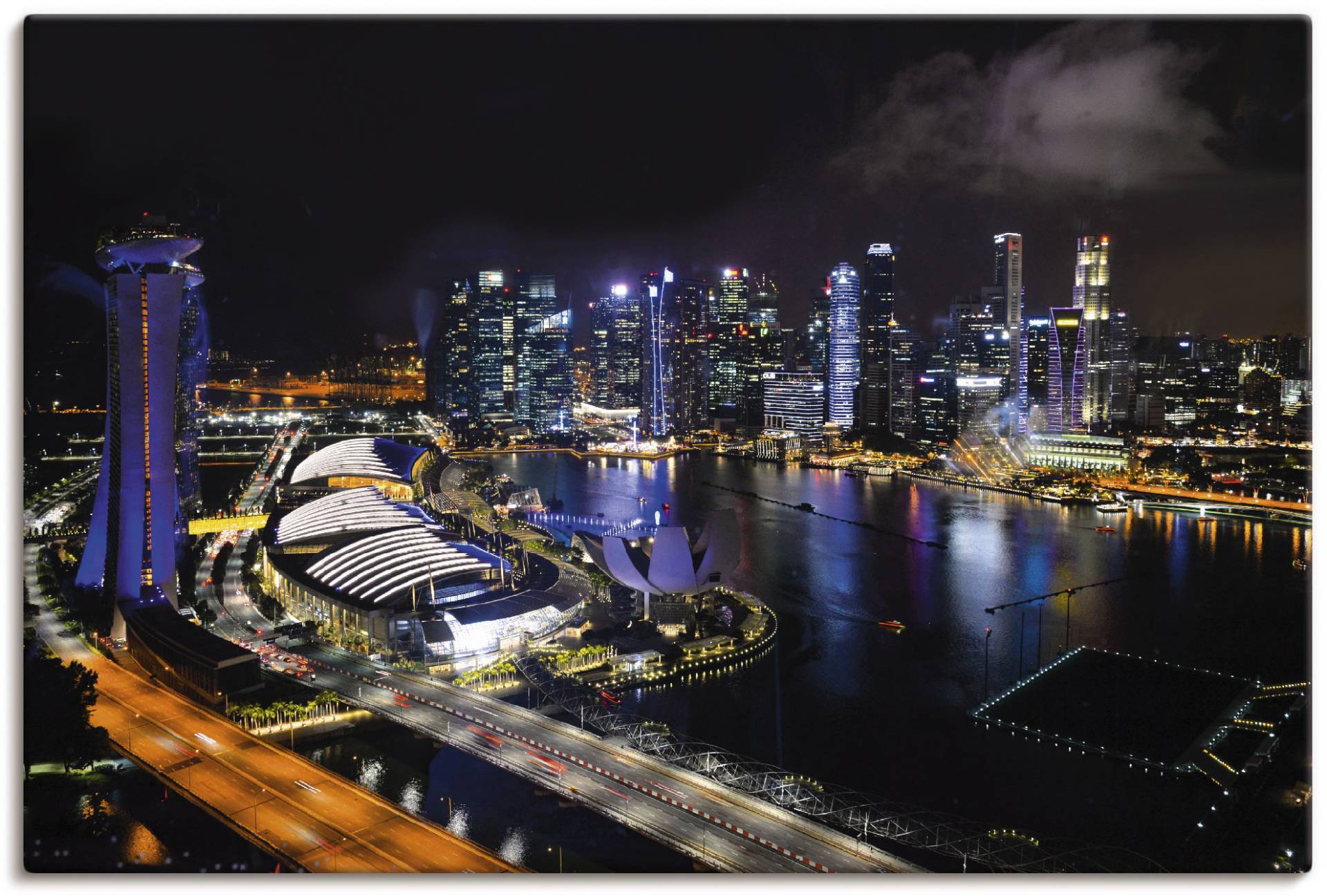 Artland Leinwandbild »Singapur bei Nacht«, Bilder von Asien, (1 St.), auf Keilrahmen gespannt von Artland