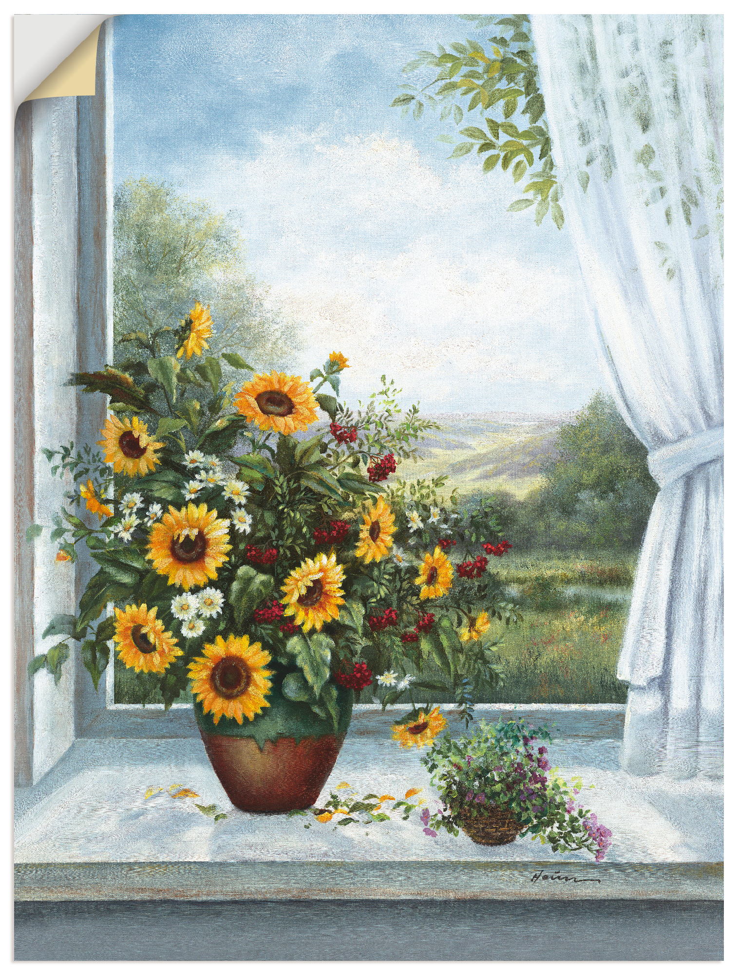 Artland Wandbild »Sonnenblumen am Fenster«, Arrangements, (1 St.), als Leinwandbild, Poster, Wandaufkleber in verschied. Grössen von Artland