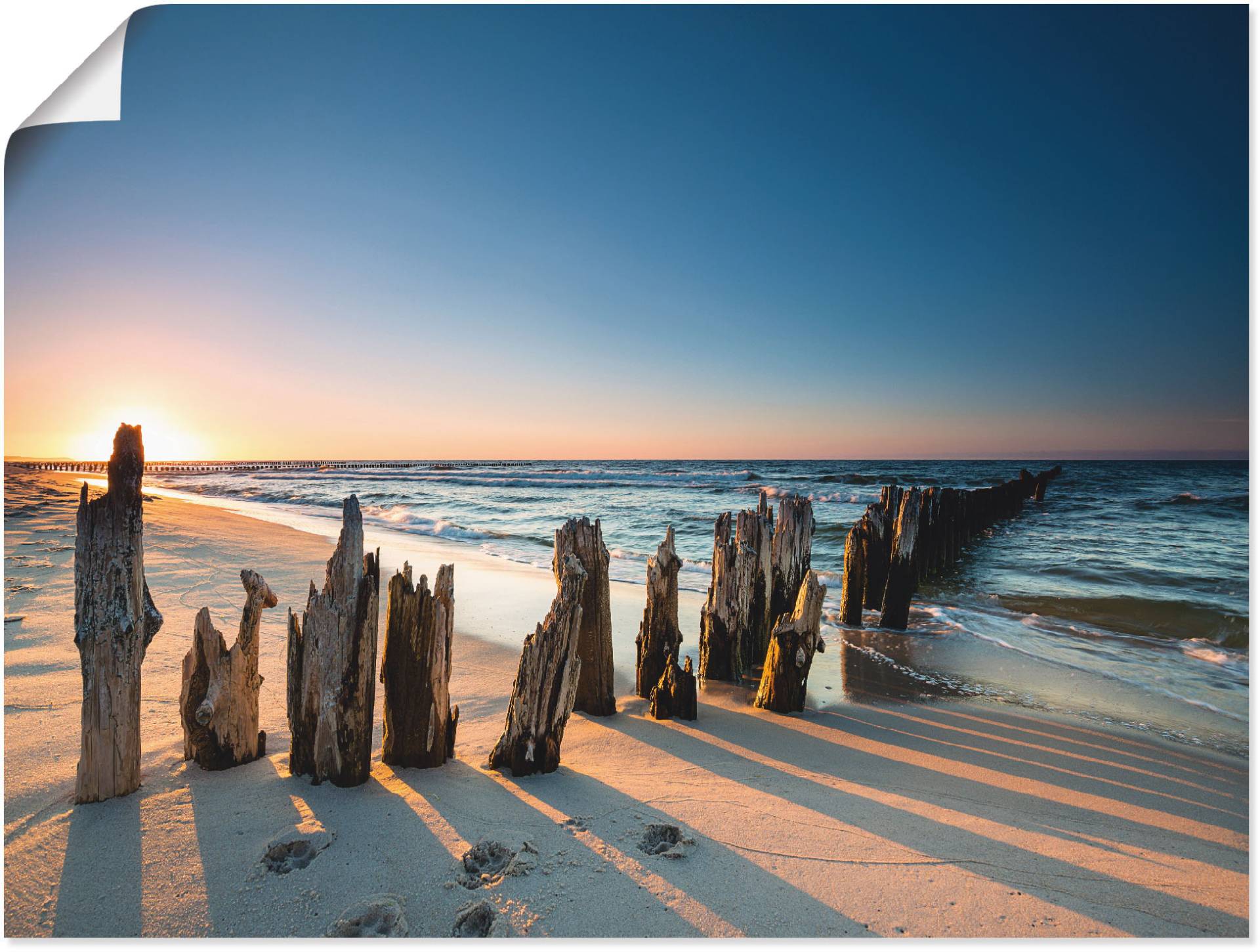 Artland Wandbild »Sonnenuntergang Strand Wellenbrecher«, Meer Bilder, (1 St.) von Artland