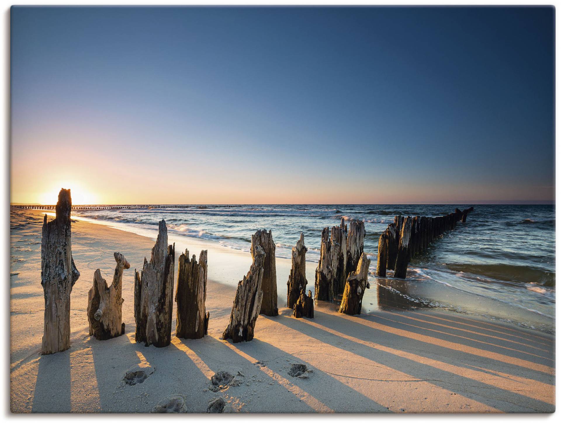 Artland Wandbild »Sonnenuntergang Strand Wellenbrecher«, Meer Bilder, (1 St.) von Artland