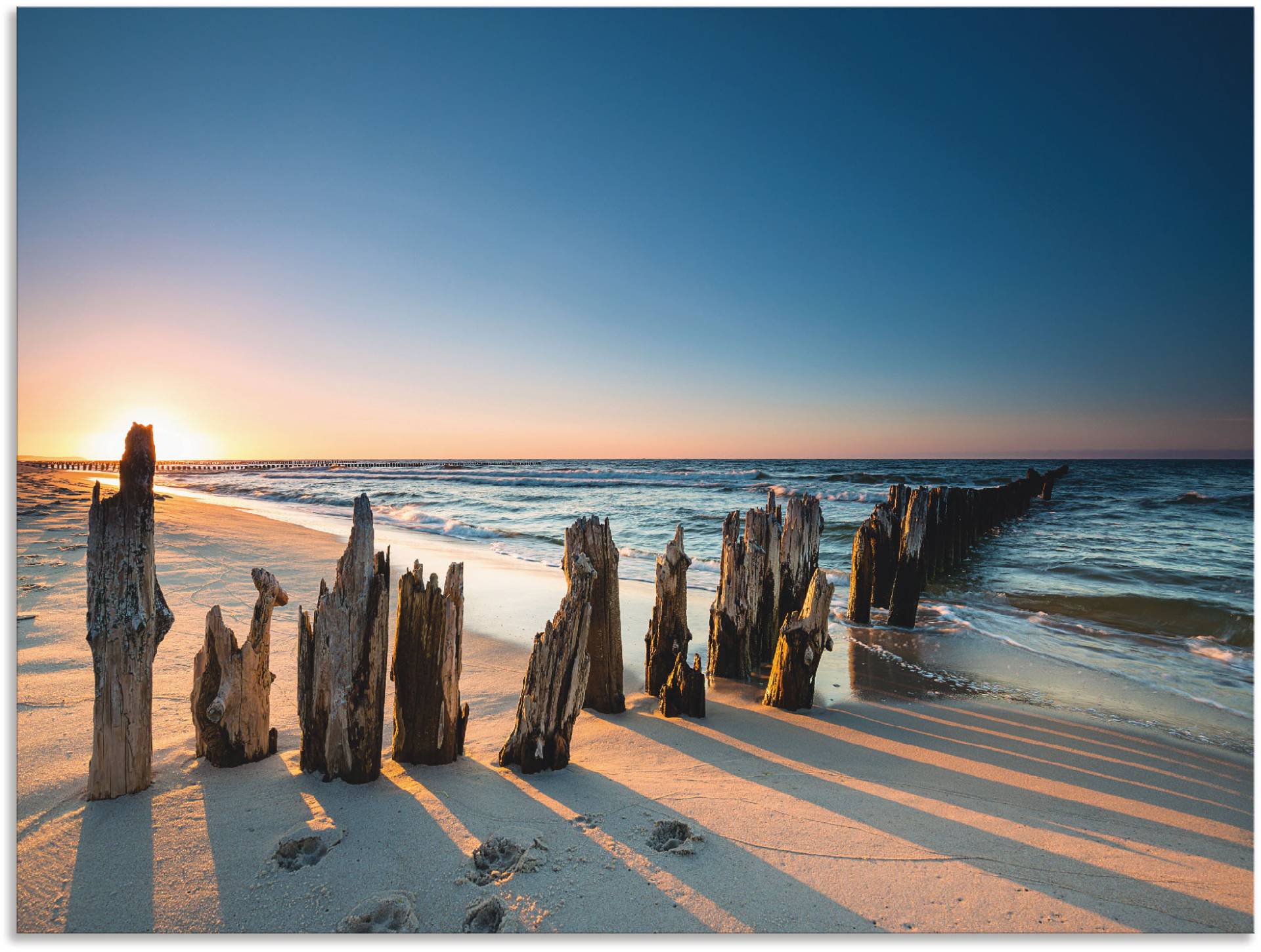 Artland Wandbild »Sonnenuntergang Strand Wellenbrecher«, Meer Bilder, (1 St.) von Artland