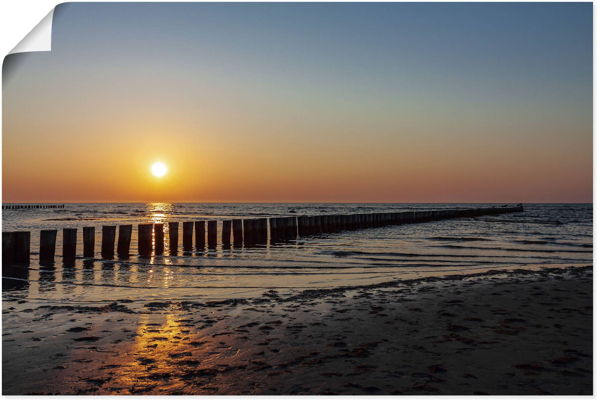 Artland Wandbild »Sonnenuntergang an Ostsee Insel Poel«, Bilder vom Sonnenuntergang & -aufgang (1 Stück), in vielen Grössen & Produktarten - Alubild / Outdoorbild, Leinwandbild, Poster, Wandaufkleber / Wandtattoo auch für Badezimmer geeignet von Artland