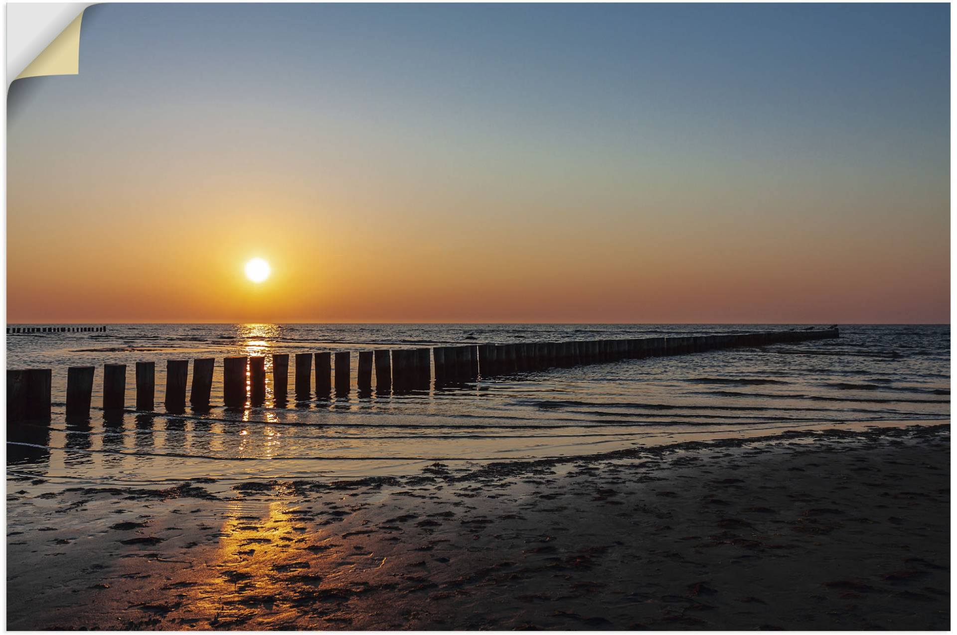 Artland Wandbild »Sonnenuntergang an Ostsee Insel Poel«, Bilder vom Sonnenuntergang & -aufgang (1 Stück), in vielen Grössen & Produktarten - Alubild / Outdoorbild, Leinwandbild, Poster, Wandaufkleber / Wandtattoo auch für Badezimmer geeignet von Artland