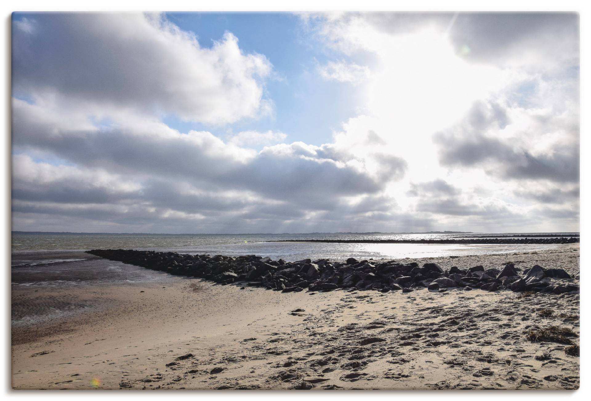 Artland Leinwandbild »Sonnenuntergang auf der Insel Föhr«, Strand, (1 St.), auf Keilrahmen gespannt von Artland
