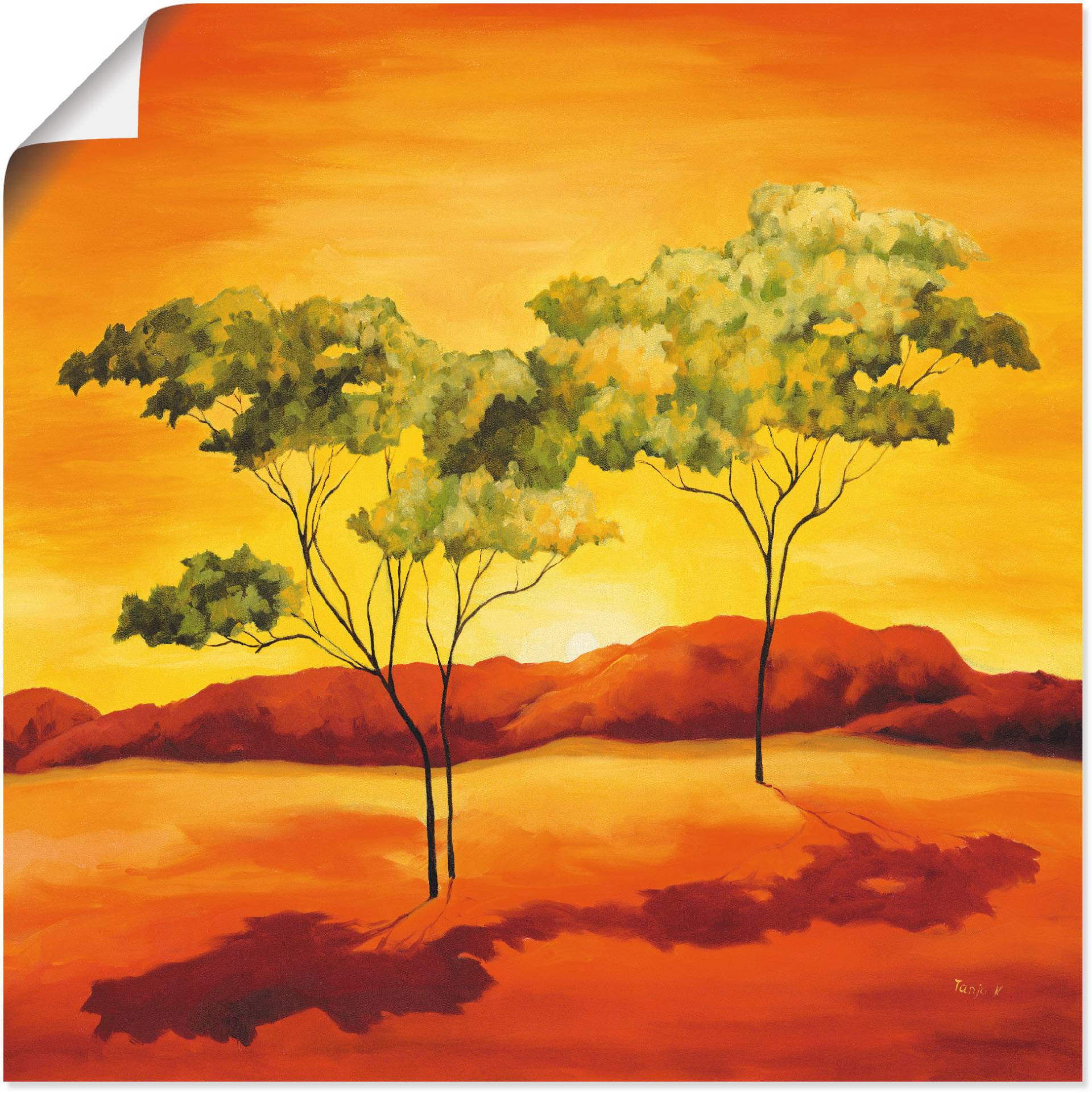 Artland Wandbild »Sonnenuntergang in der Steppe«, Afrika, (1 St.) von Artland