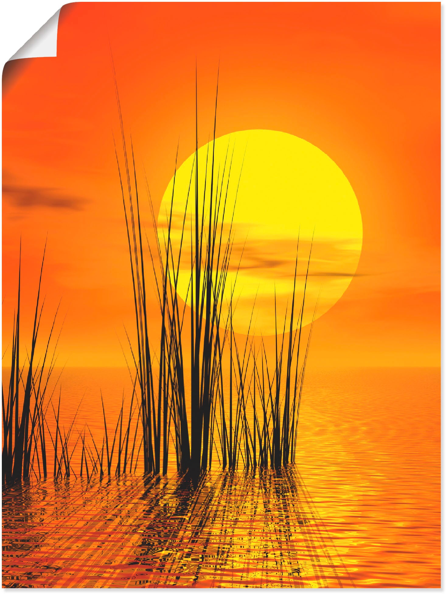 Artland Wandbild »Sonnenuntergang mit Schilf«, Sonnenaufgang & -untergang, (1 St.) von Artland
