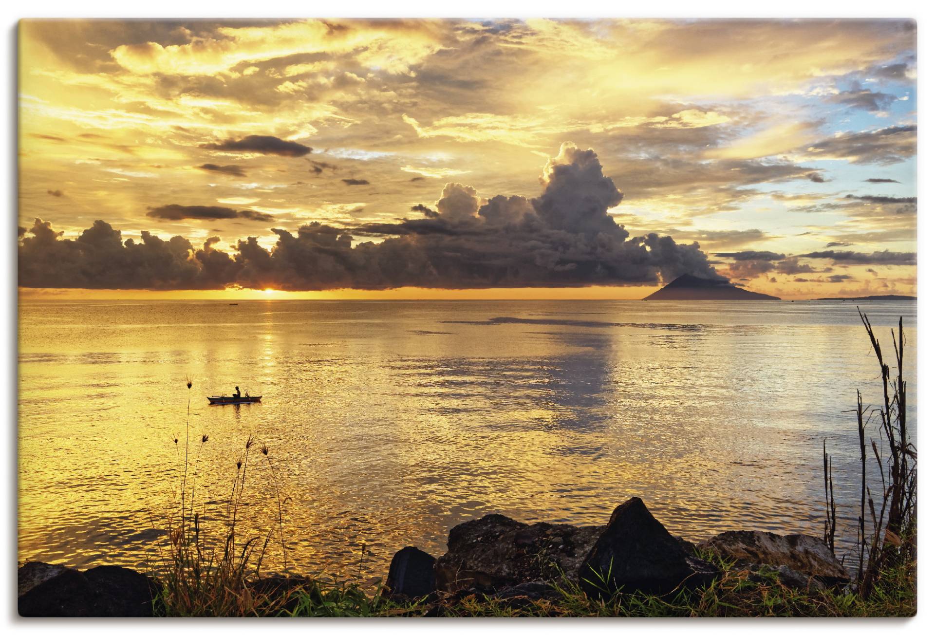 Artland Leinwandbild »Sonnenuntergang mit einem Boot«, Sonnenaufgang & -untergang, (1 St.) von Artland