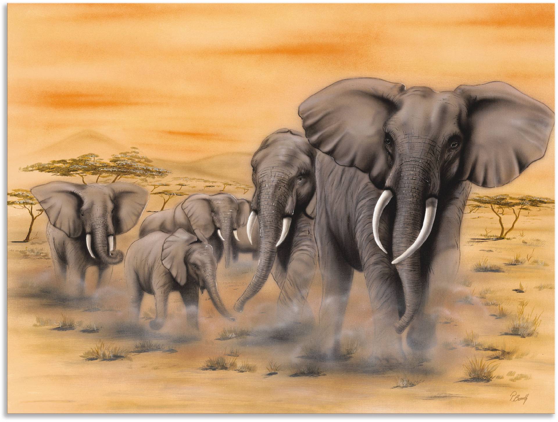 Artland Wandbild »Steppenelefanten«, Elefanten Bilder, (1 St.) von Artland