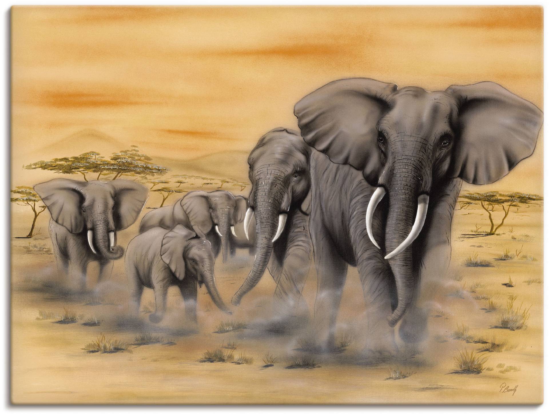 Artland Wandbild »Steppenelefanten«, Elefanten Bilder, (1 St.) von Artland