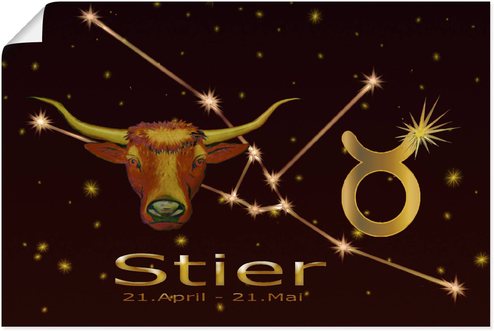 Artland Poster »Sternzeichen - Stier«, Bilder von Sternzeichen, (1 St.) von Artland