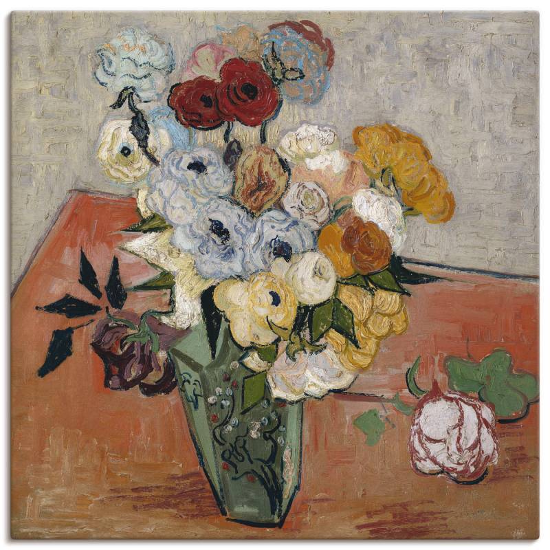 Artland Leinwandbild »Stilleben mit japanischer Vase, Rosen un«, Blumen, (1 St.), auf Keilrahmen gespannt von Artland