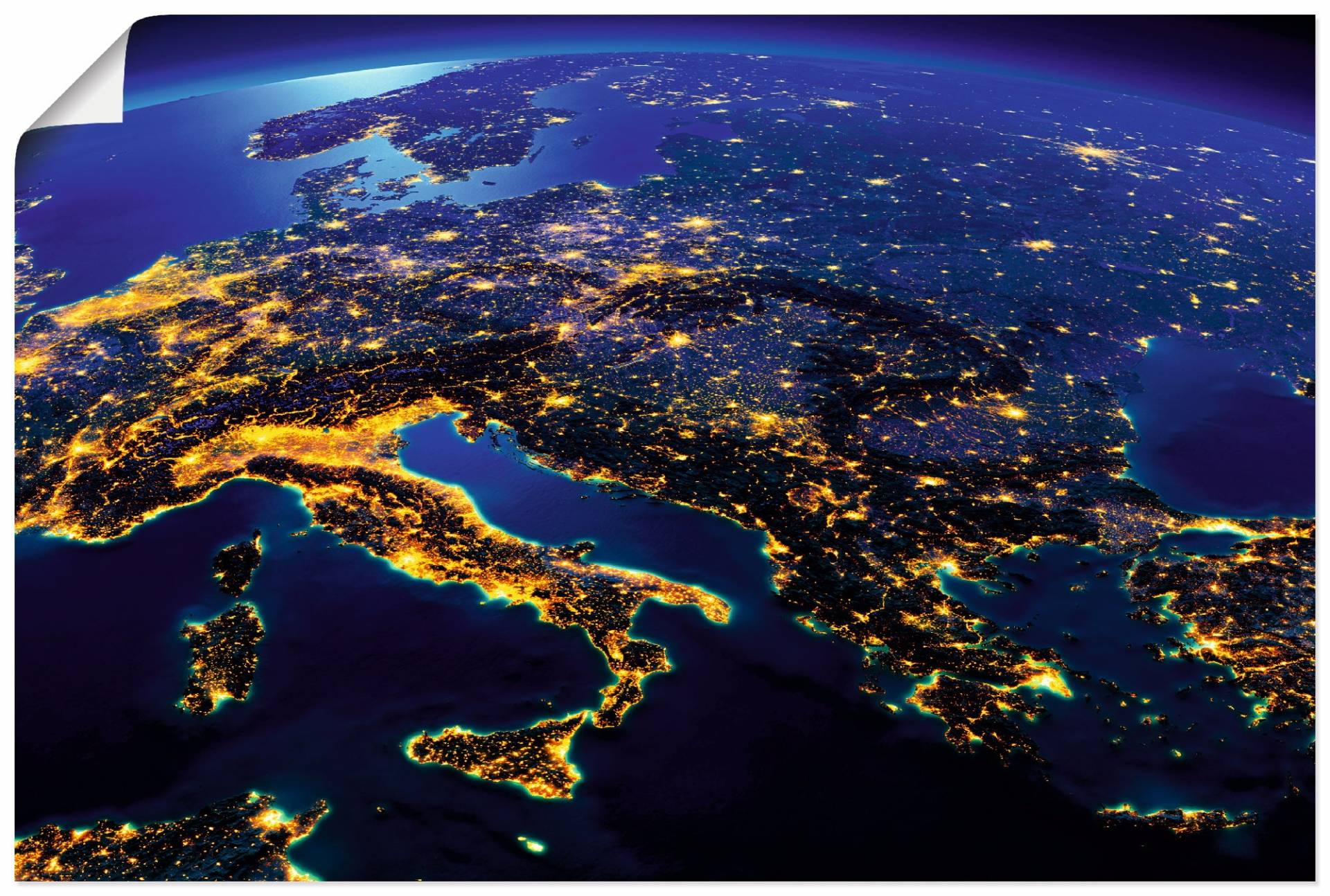 Artland Wandbild »Südliches Europa vom Weltraum«, Weltall & Kosmos, (1 St.) von Artland