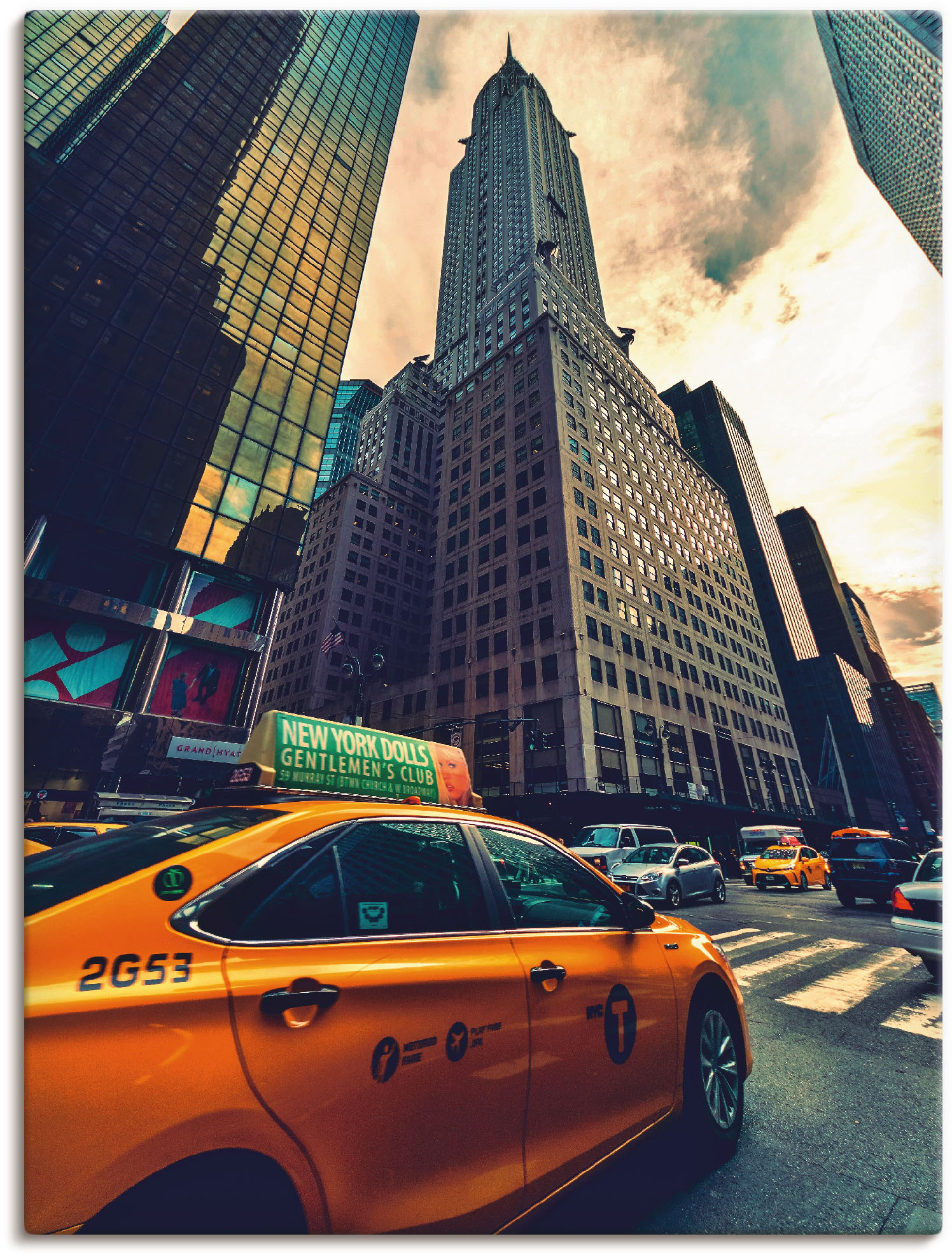 Artland Wandbild »Taxi in New York«, Gebäude, (1 St.), als Leinwandbild, Poster in verschied. Grössen Artland Wandbild »Taxi in New York«, Gebäude, (1 St.), als Leinwandbild, Poster in verschied. Grössen von Artland