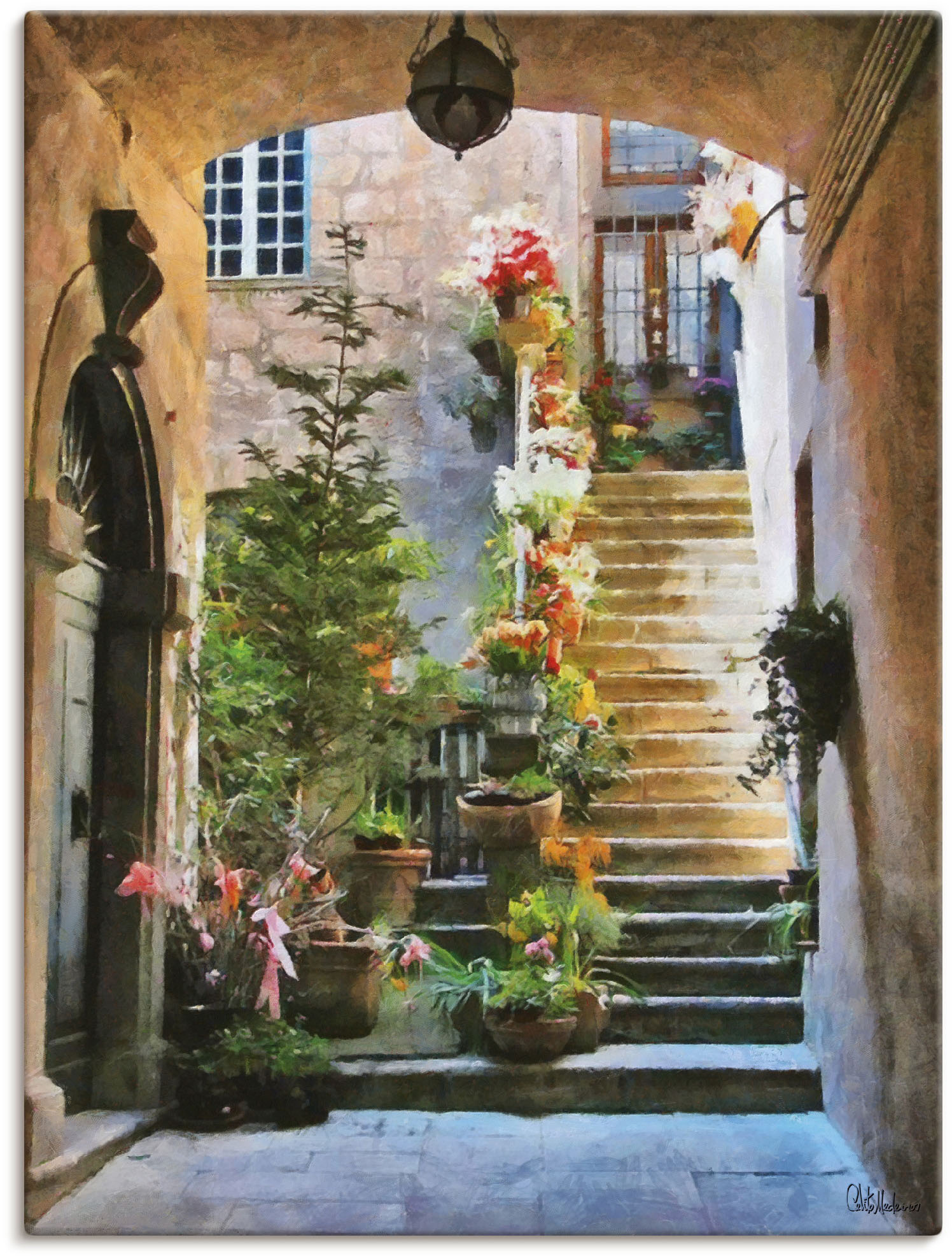 Artland Wandbild »Treppe mit Blumen«, Elemente der Architektur, (1 St.) von Artland