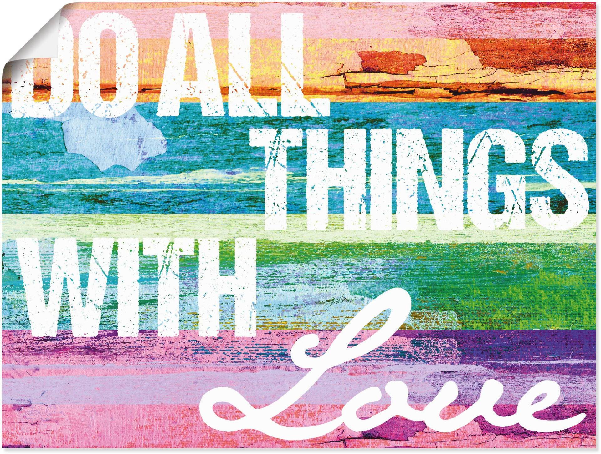 Artland Wandbild »Tu alles mit Liebe«, Sprüche & Texte, (1 St.), als Alubild, Outdoorbild, Leinwandbild, Poster in verschied. Grössen von Artland