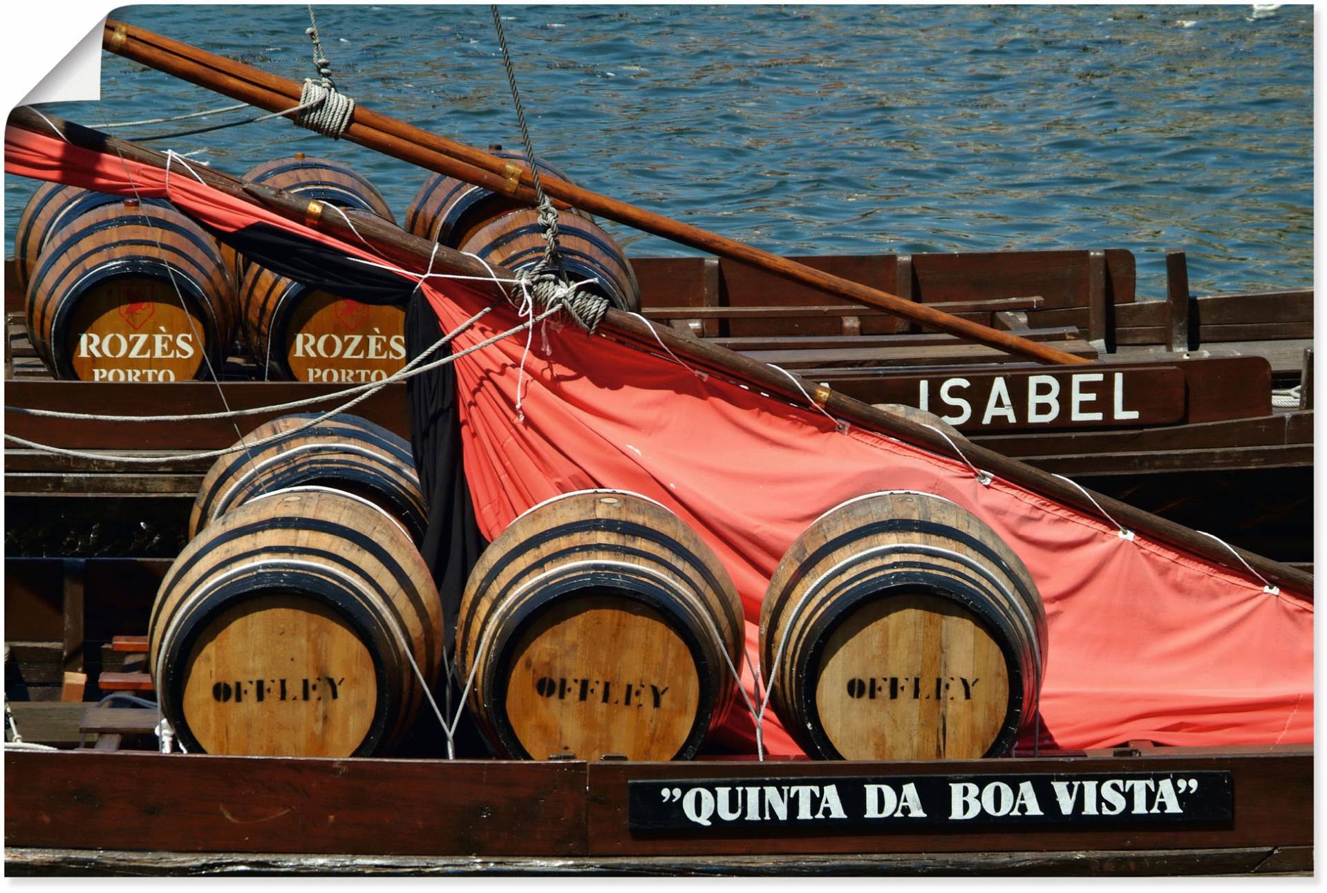 Artland Wandbild »Typisches Portwein Transportboot Douro«, (1 Stück), in vielen Grössen & Produktarten - Alubild / Outdoorbild für den Aussenbereich, Leinwandbild, Poster, Wandaufkleber / Wandtattoo auch für Badezimmer geeignet von Artland